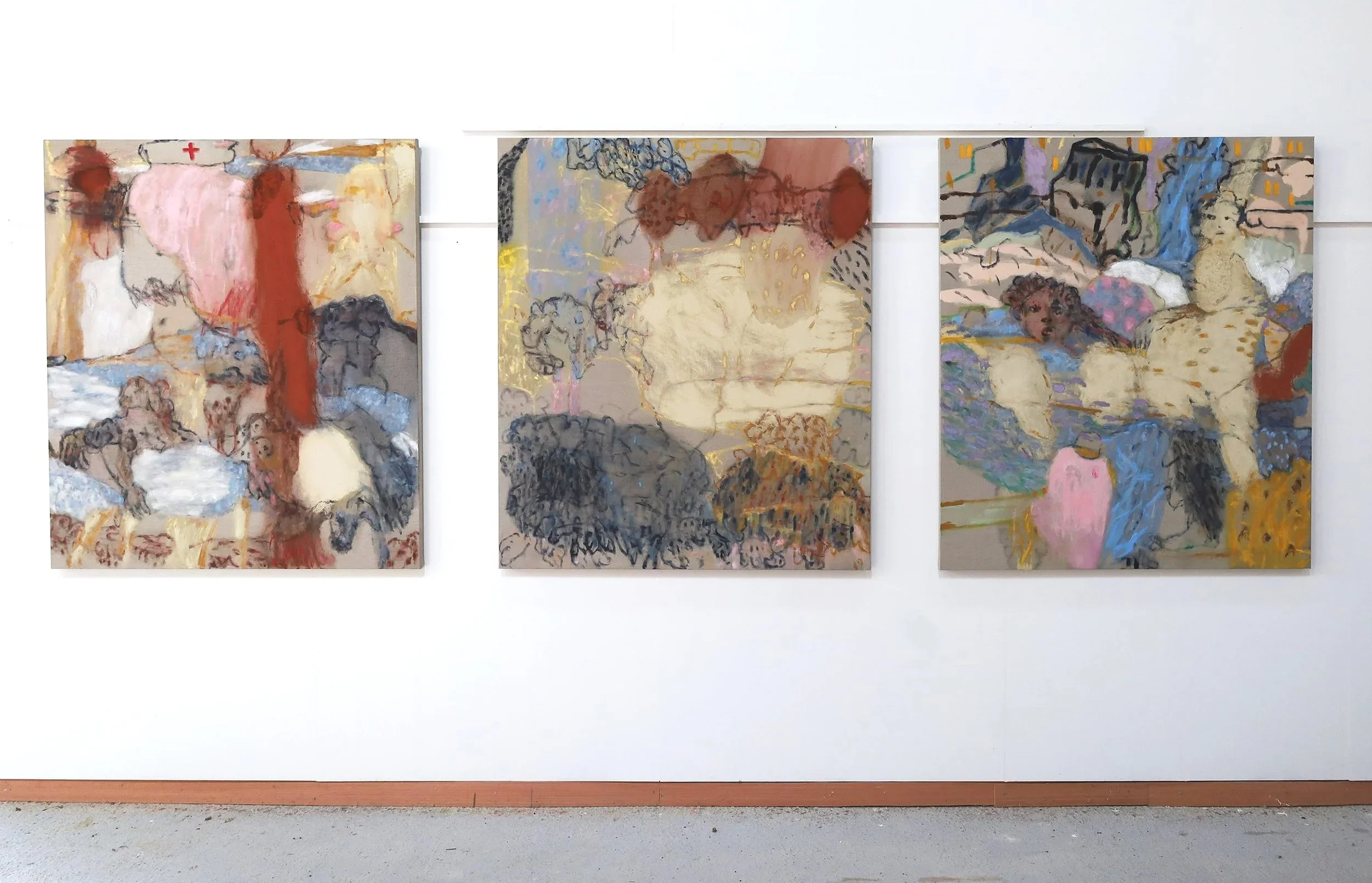 Padua I, V, II, oil, acrylic and pigments on linen, 130cm x 150cm