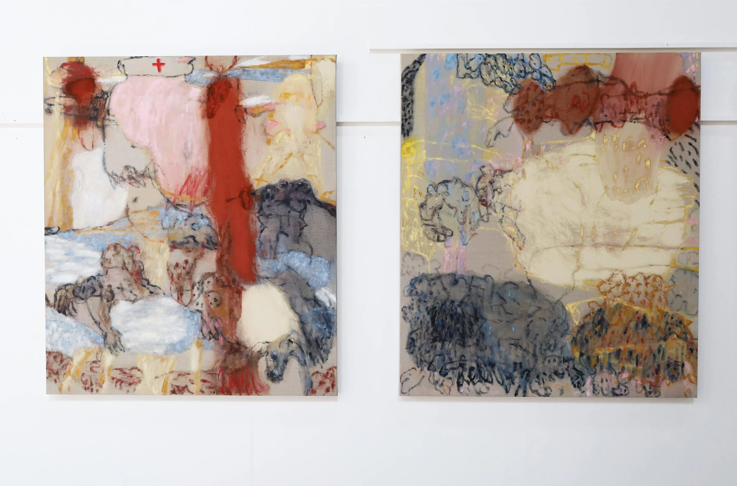 Padua I and V, oil, acrylic and pigments on linen, 130cm x 150cm