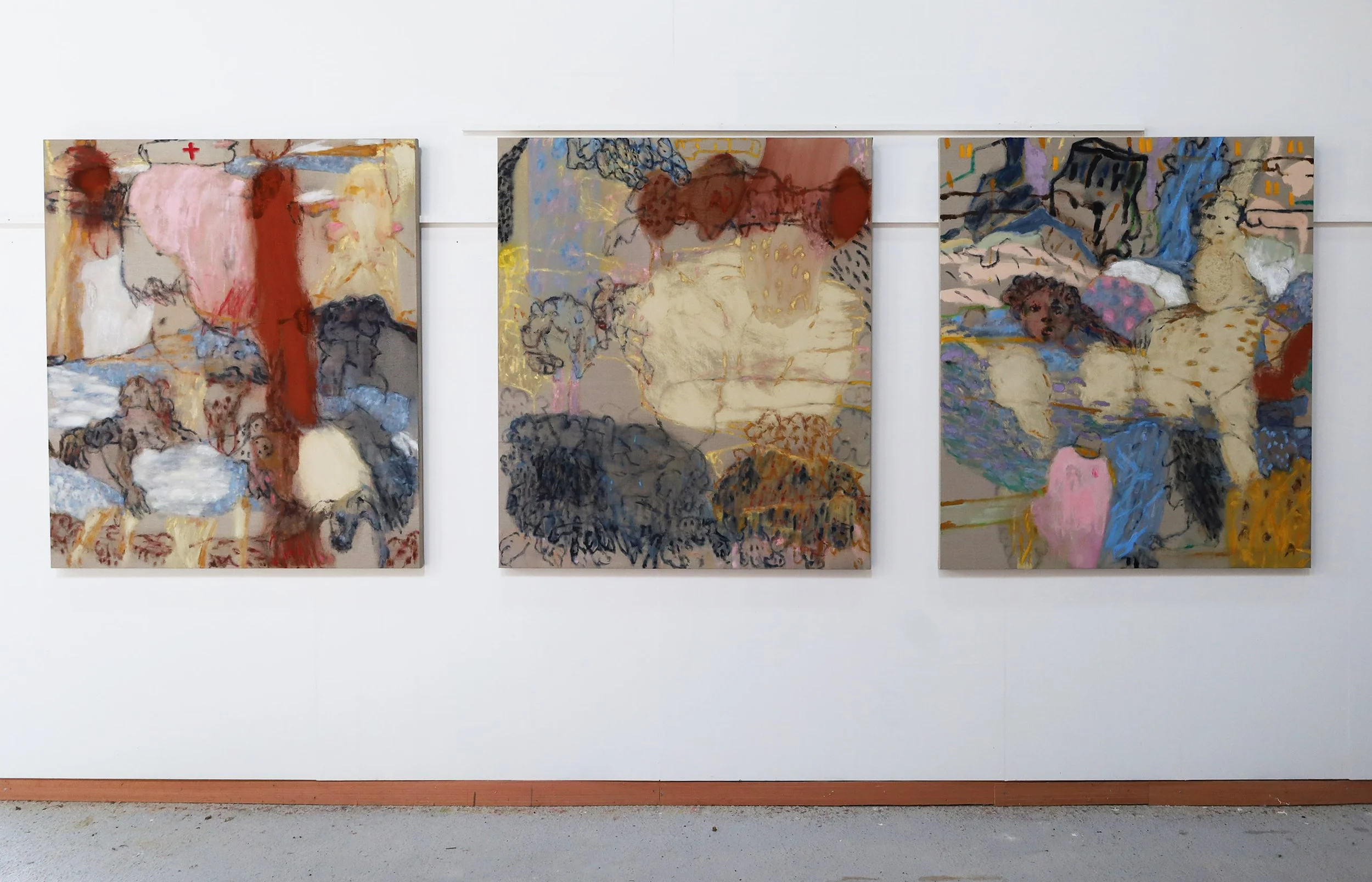 Padua I, V, II, oil, acrylic and pigments on linen, 130cm x 150cm