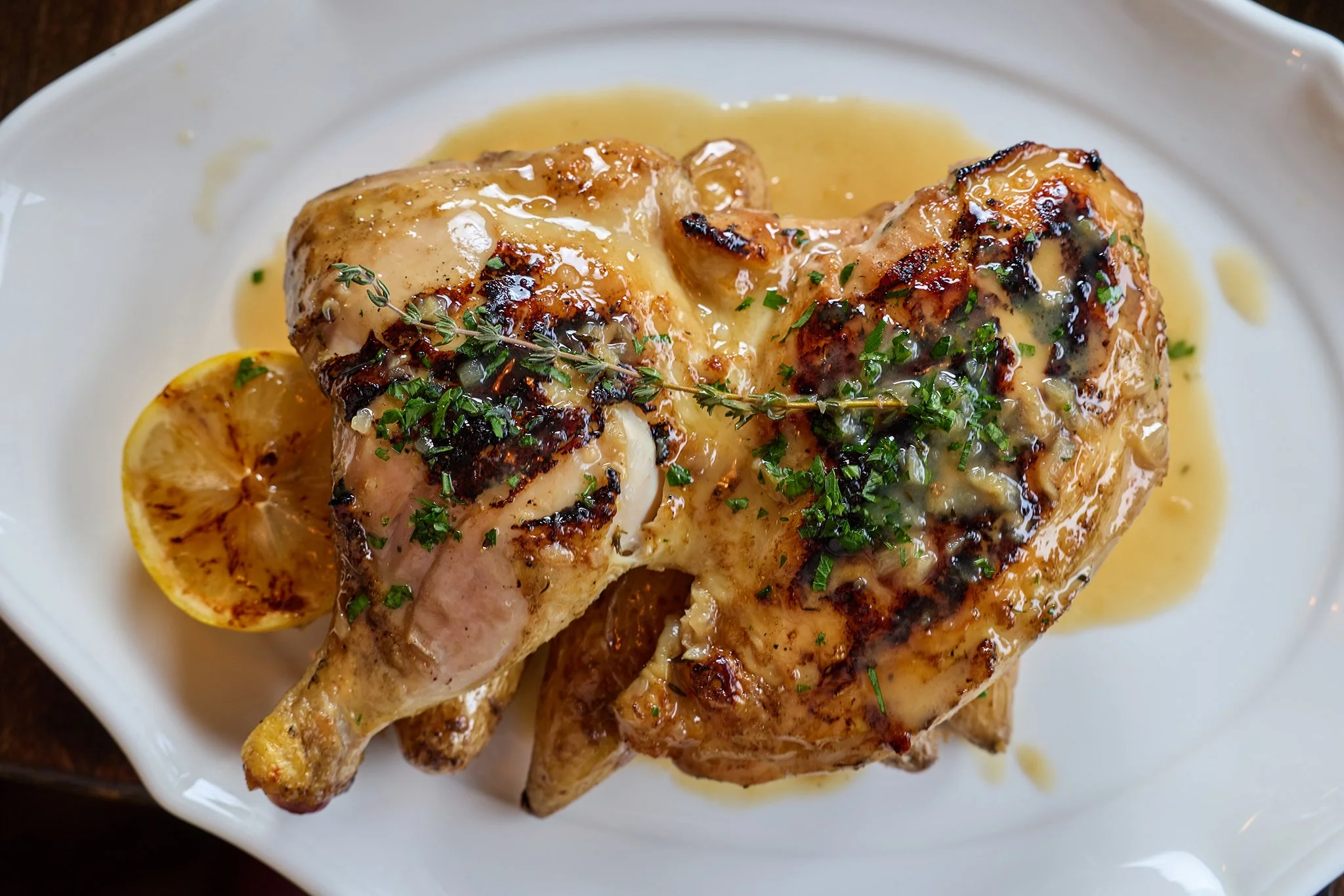 Bell and Evan's Limoncello chicken with fresh herbs and citrus glaze at LaRosa's Italian Newburyport
