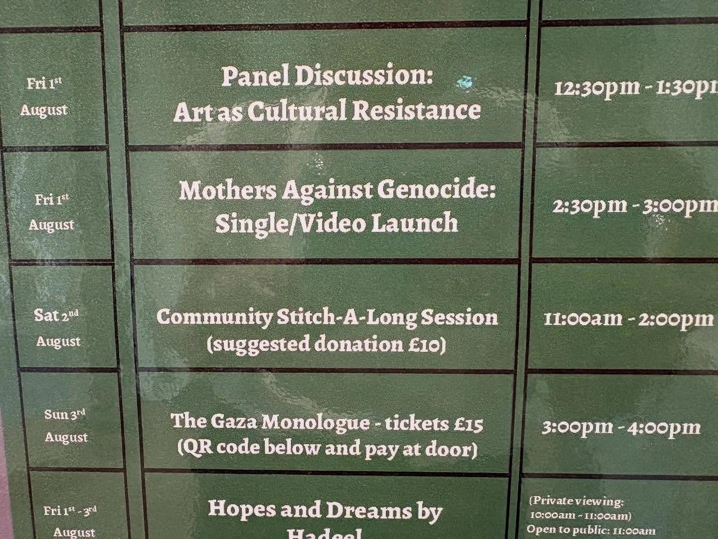 As part of the events at @feile_belfast with @mothersagainstgenocides we have a Community Tateeez stitch along from 11-2 pm #culuralintifada #stitchnotbombs #peoplesupportingpeople #tatreez #stitchtheirnamestogether