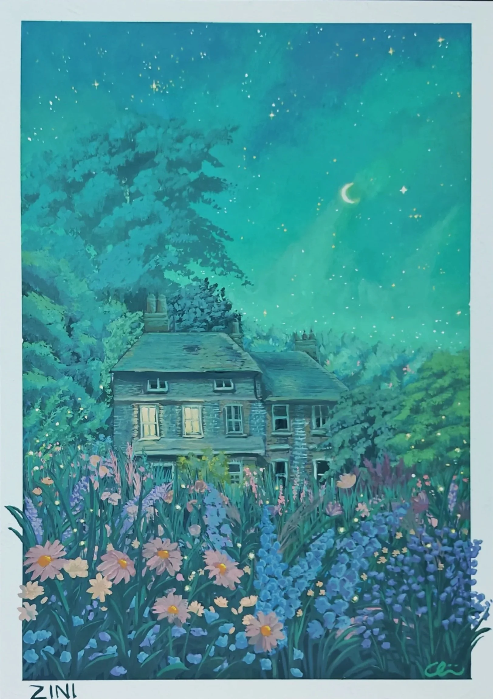 look at the sky - Gouche on A4 Mixed Media Board