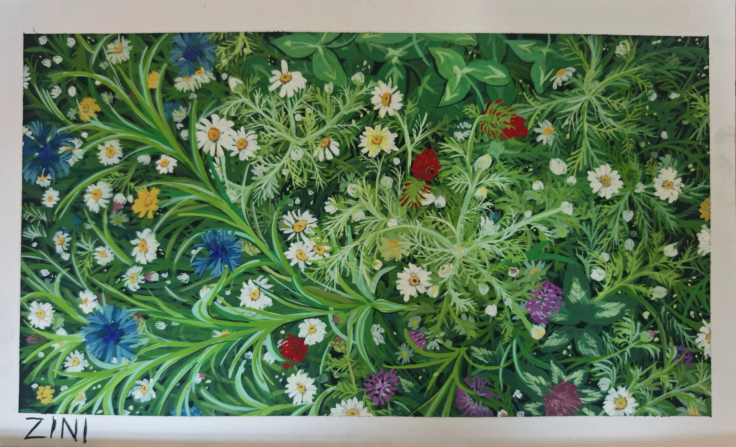 'Woodland Floor' Gouche on A4 Cutdown Mixed Media Board 2026