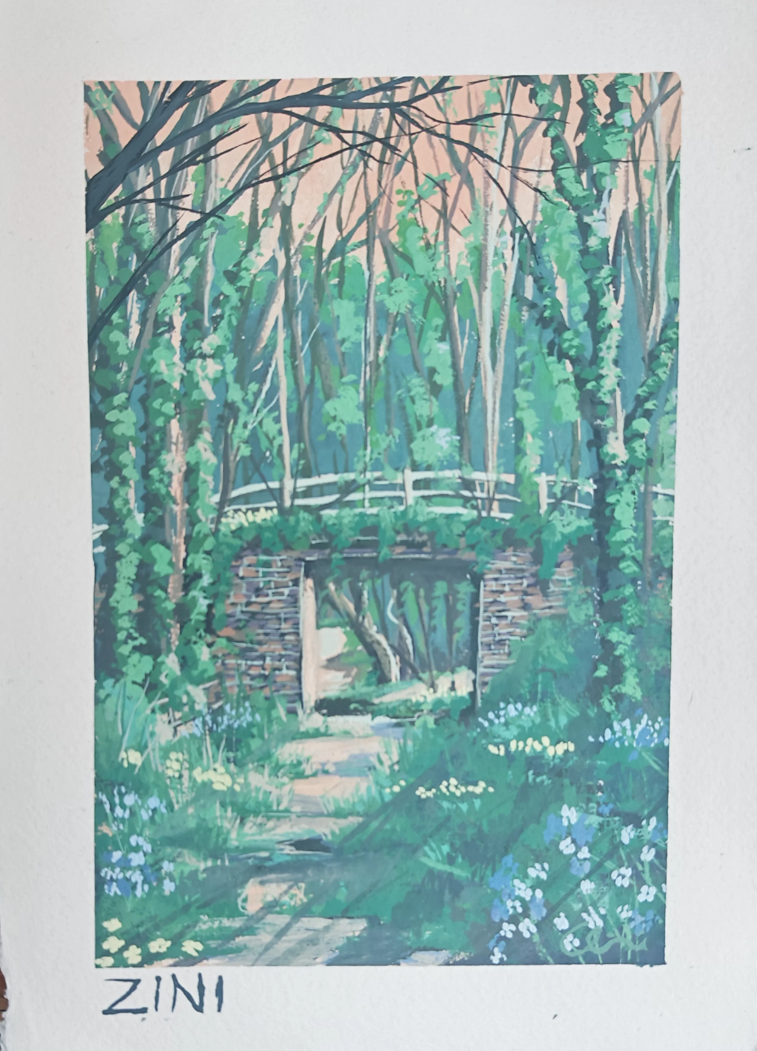 'New Forest Bridge'
Gouche on A5 Handmade paper
2026