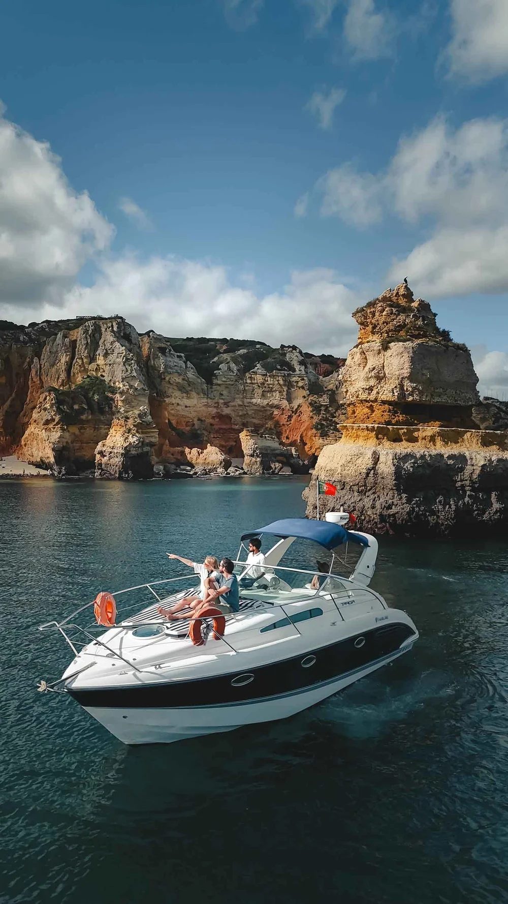 Motorboat with friends at the stern