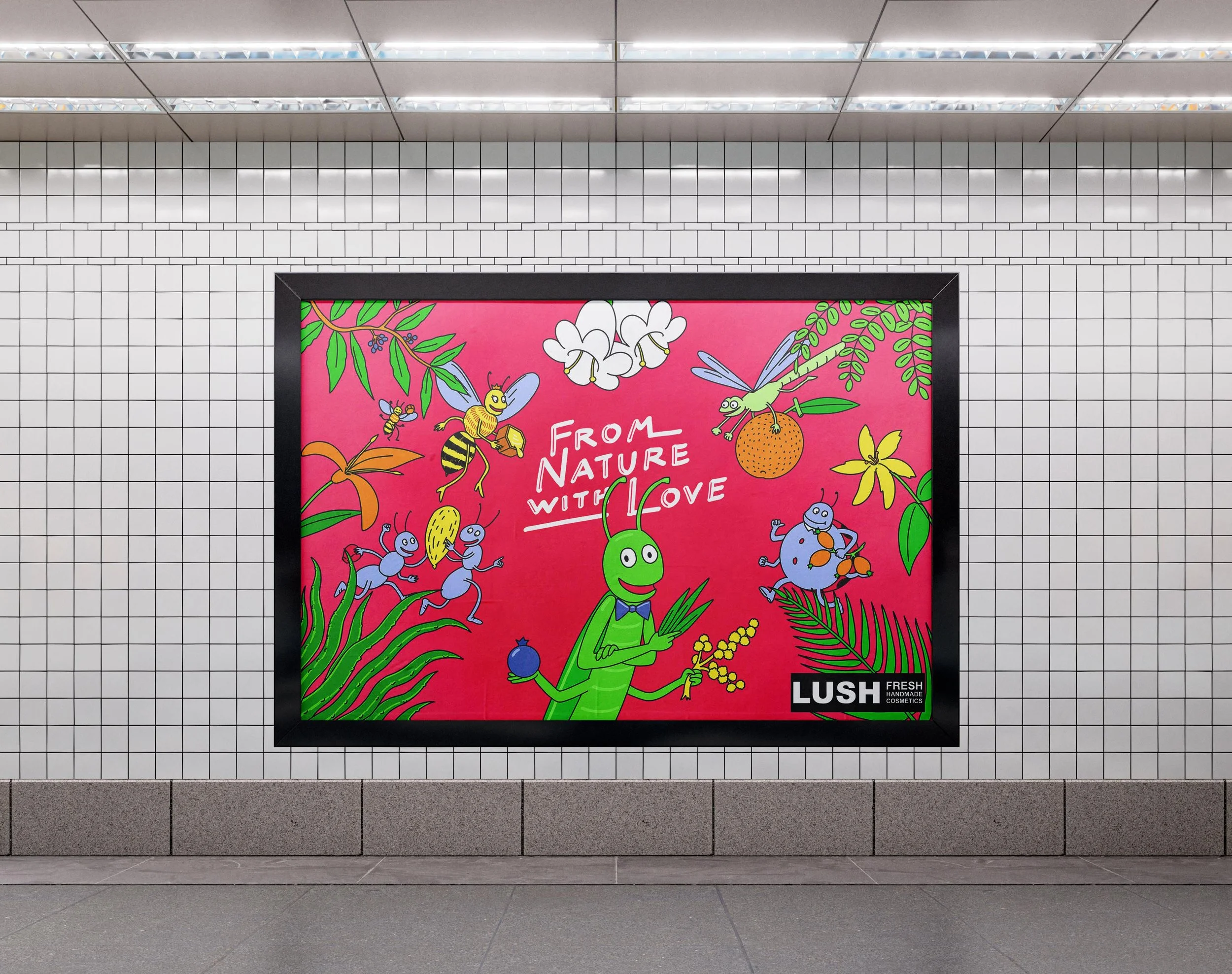 Mock-up of a billboard in the subway