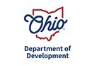 Logo of the Ohio Department of Development featuring the word "Ohio" and an outline of the state.