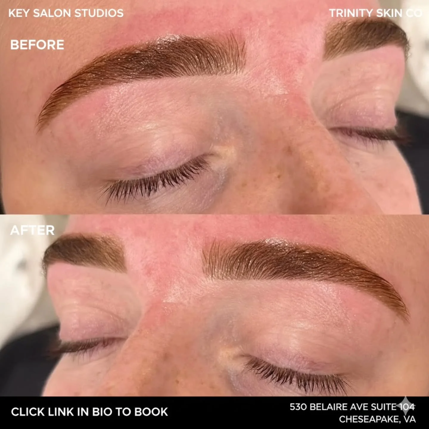 ✨ Brow Transformation by Trinity Skin Co ✨
@trinityskinco
Nothing beats a fresh tint and wax to bring softness, structure, and definition back to your brows. This is proof that a little shaping goes a long way. 🤎✨

Ready for your own brow glow-up?
?