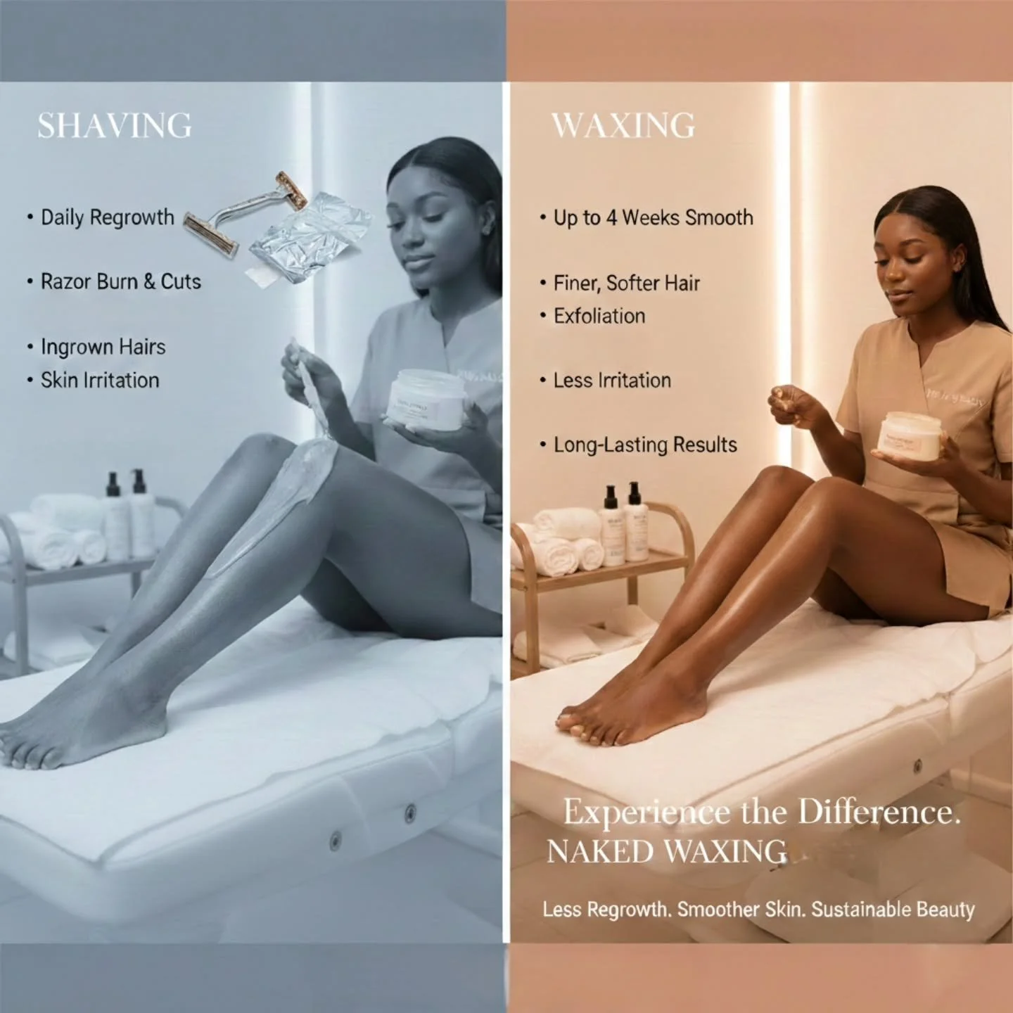 🚫 Put the razor DOWN✔️
✨ Pick the wax UP🙌

Let&rsquo;s settle the debate once and for all&hellip;
Waxing > Shaving and here&rsquo;s why 👇

🪒 Shaving
&bull; Cuts hair at the surface
&bull; Stubble shows up in 24&ndash;48 hours
&bull; Razor burn