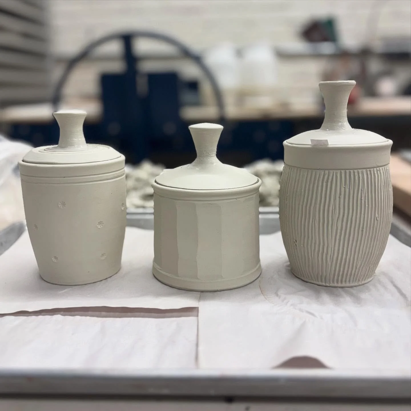 Butter bells! 🧈 🔔 Can&rsquo;t wait to see my new glazes on these textured surfaces.