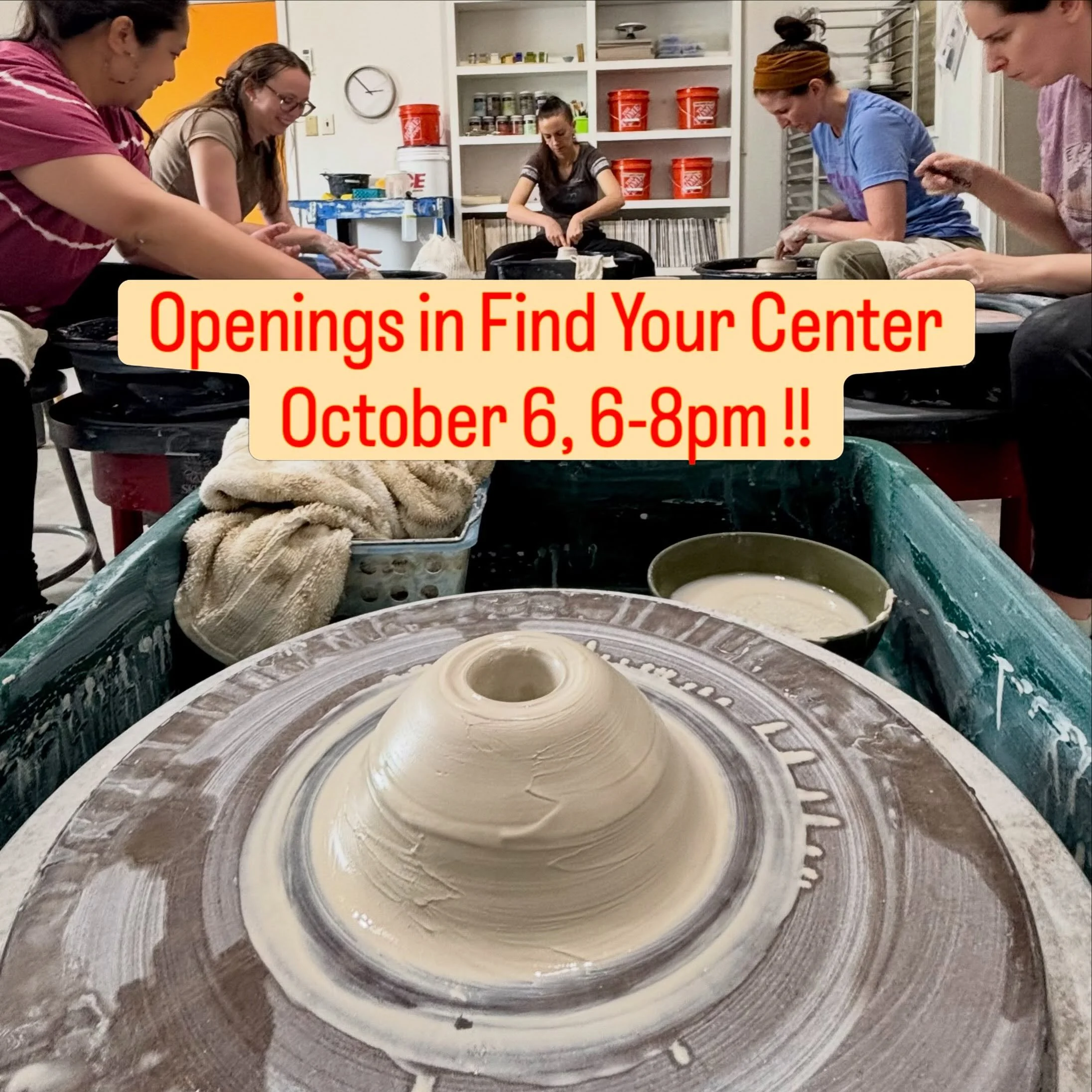 Rare opportunity: there are still seats available this close to class!

Join Eric next Tuesday, October 6, from 6-8 PM for Find Your Center, the beginning class in our throwing series.

Learn the foundations of throwing on the wheel:
✨ How to properl