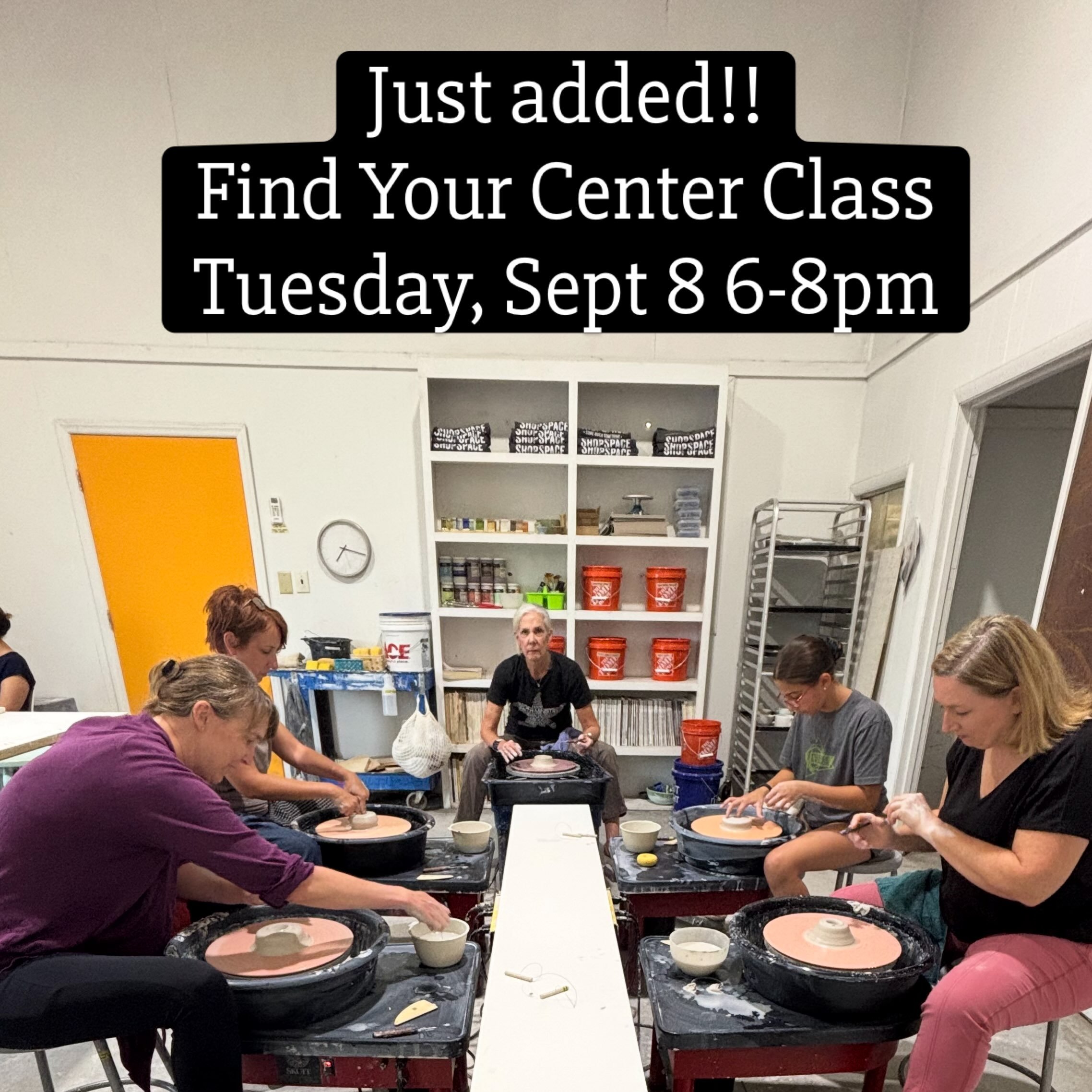 We just added an additional session of Find Your Center to the September calendar. Act fast - this one always goes quick! Join us next Tuesday and learn to prepare your clay for the wheel and centering - the beginnings of a foundation on the pottery 