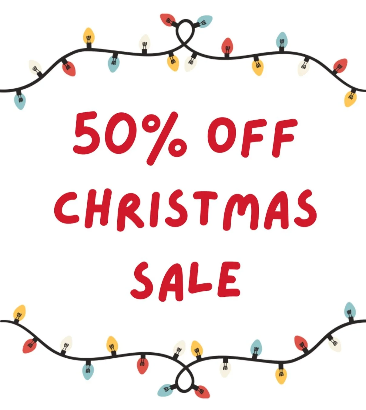 🎄1/2 off Sale on select Christmas items!! Come by to shop Apparel, pajamas, and accessories! 🎄