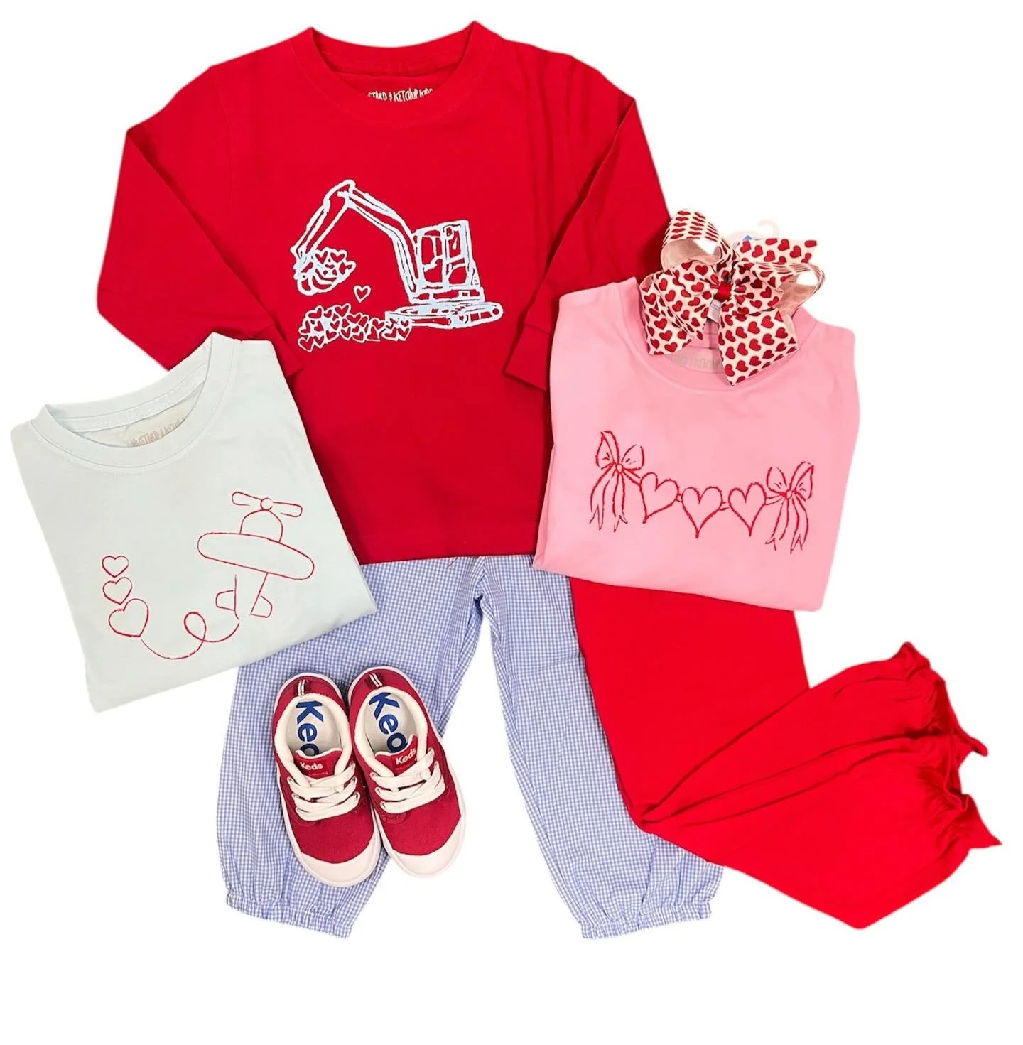 Valentine&rsquo;s looks perfect for daycare! ❤️ #mustardandketchup #valentinesday #shopoverthemoonchildren