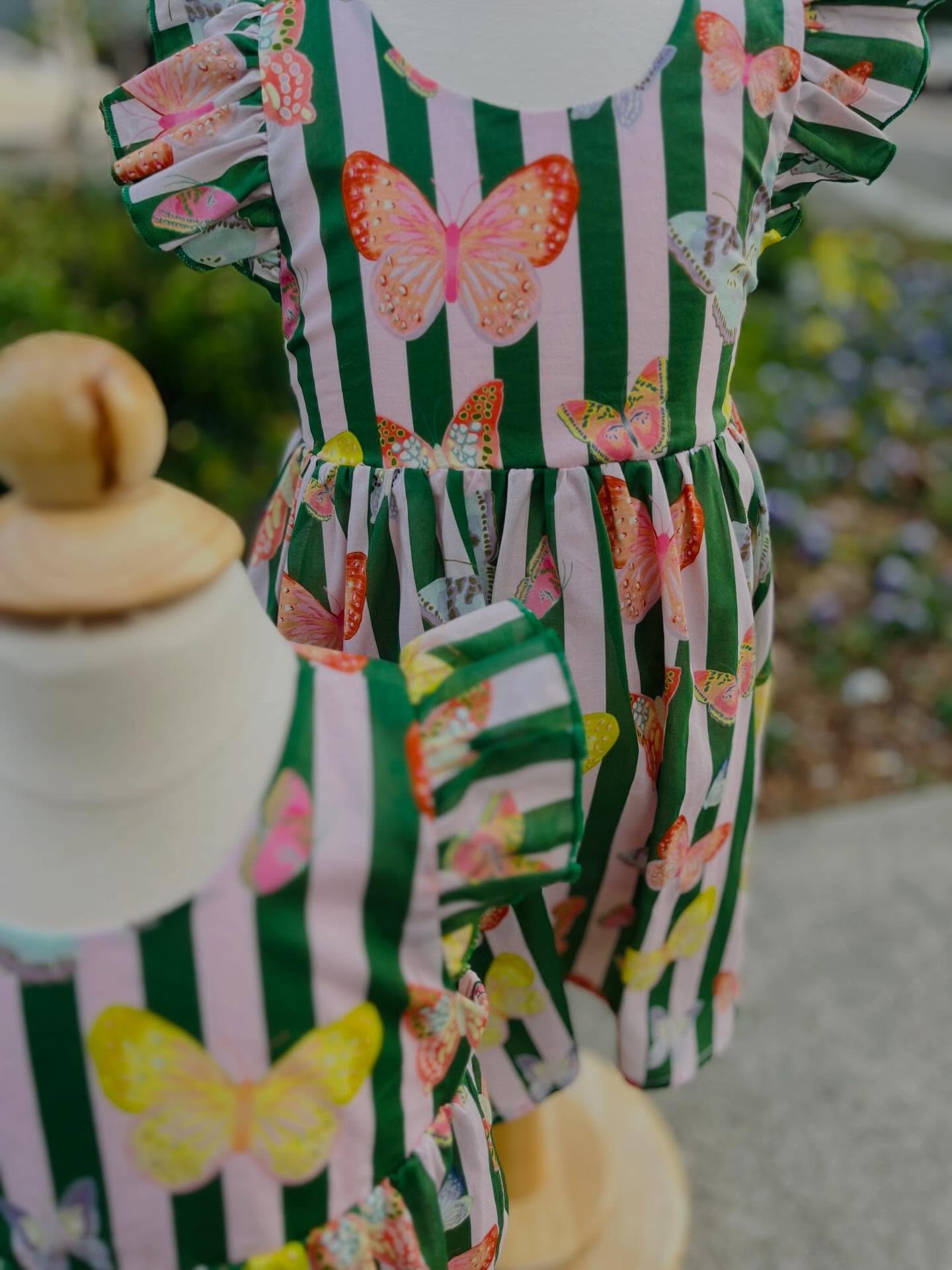 Obsessed with these butterflies 🦋 Dress available in sizes 2t-10year, Bubble 0/3m-18/24m #spring #shopoverthemoonchildren #weship