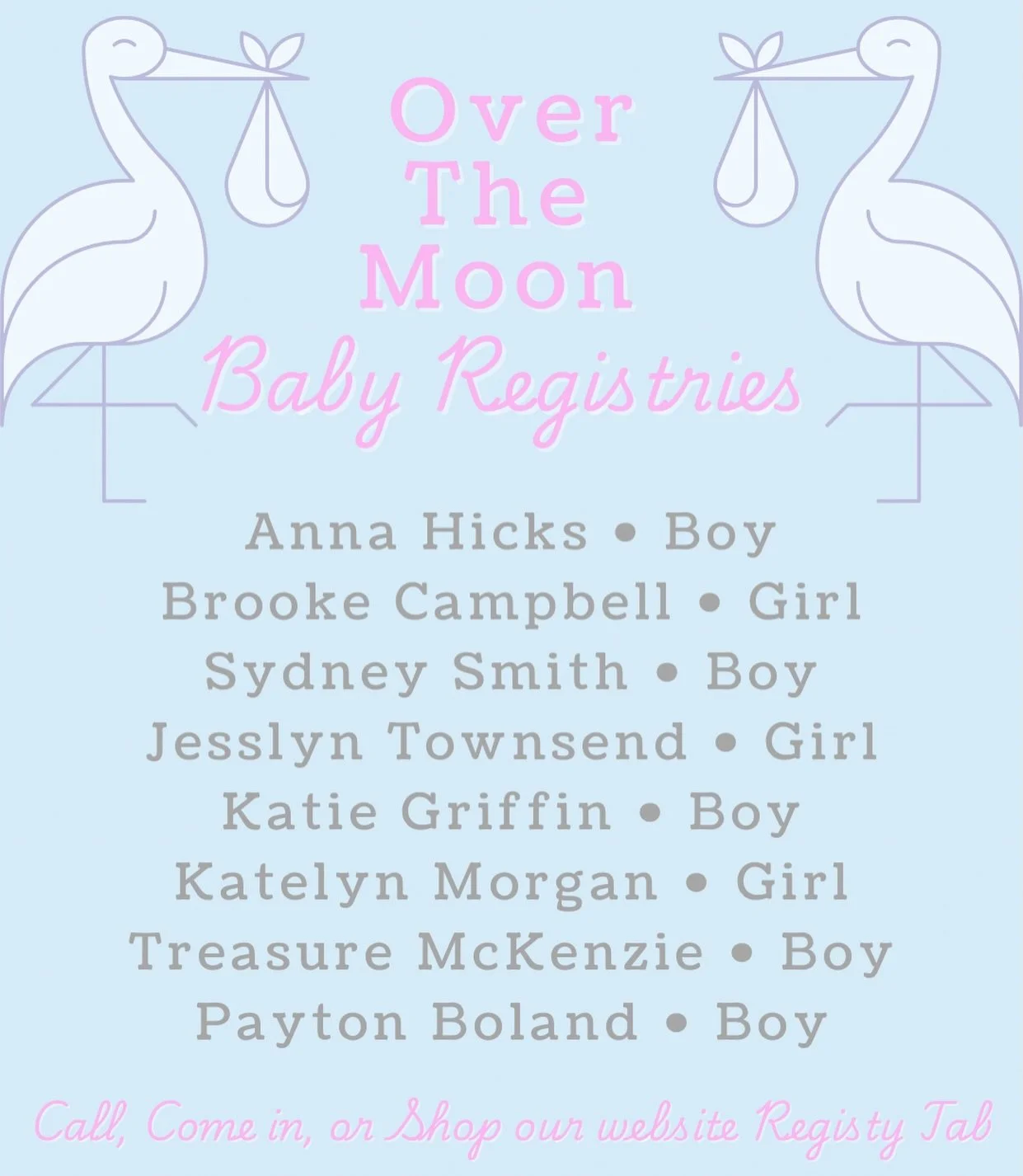 Do you need a special shower gift?  Shop in-store, give us a call, or shop the registry tab on our website 🩵👶🏼🩷 
https://shopoverthemoonchildren.myshopify.com/apps/giftregistry/find