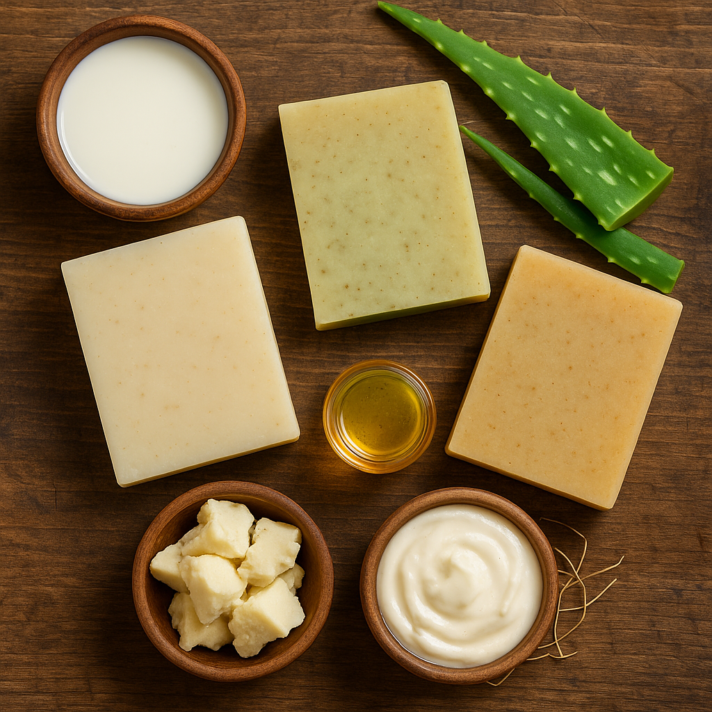 🌿 Why We Use Goat’s Milk, Shea Butter, Aloe, Honey & Donkey Milk in Our Soaps— And Why Your Skin Will Love Them Too