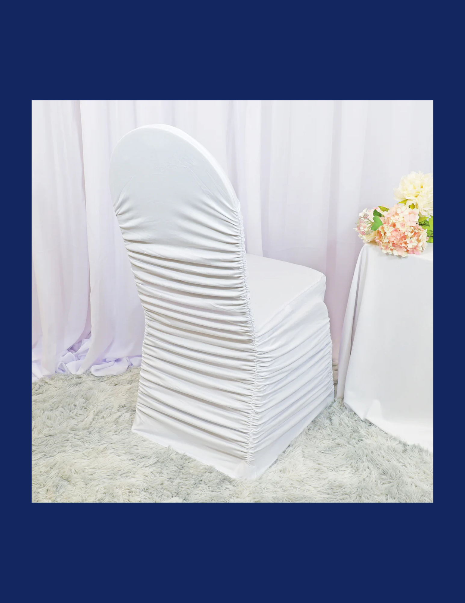 White Ruched Spandex Chair Cover