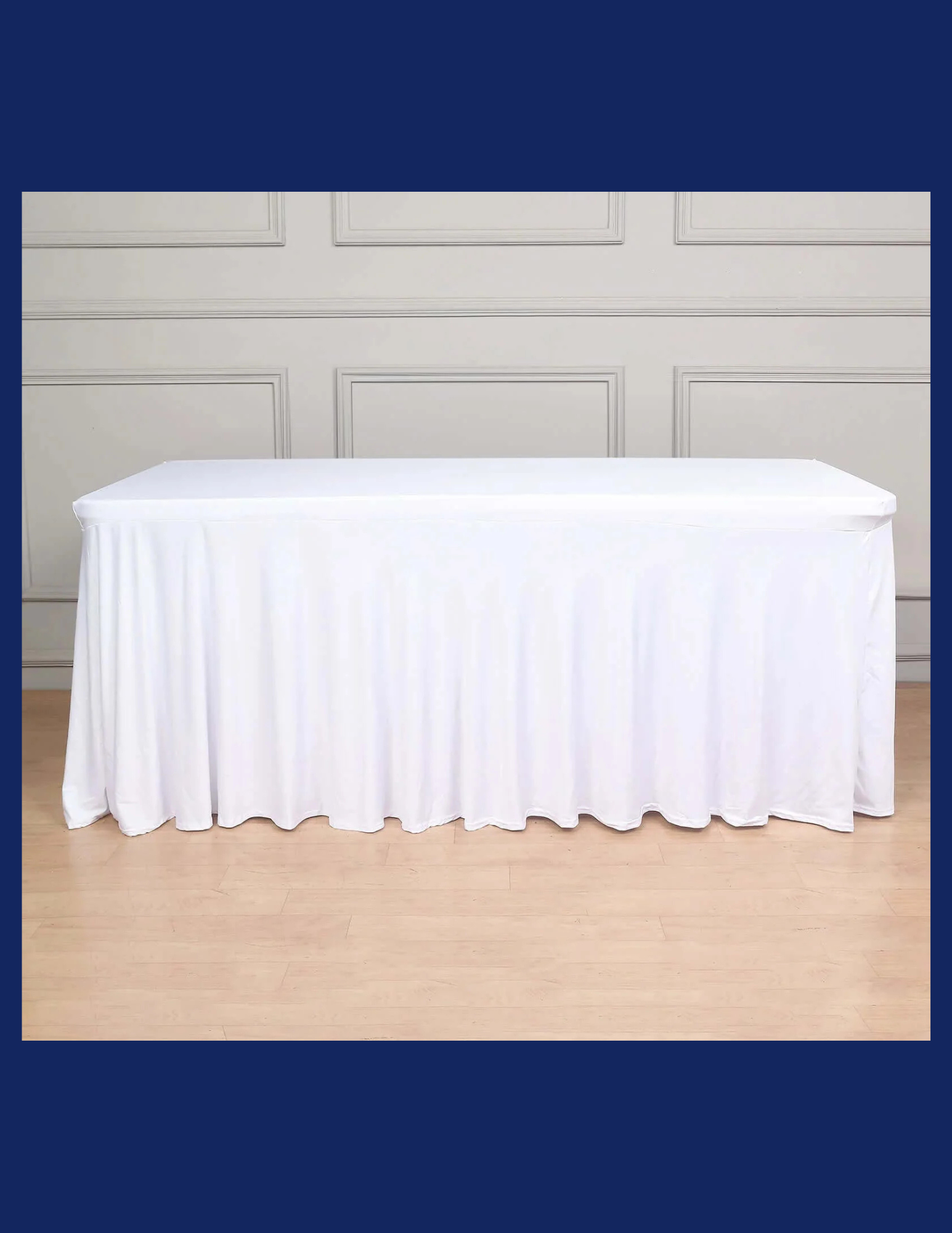 White Rectangular Wavy Spandex Tablecloth