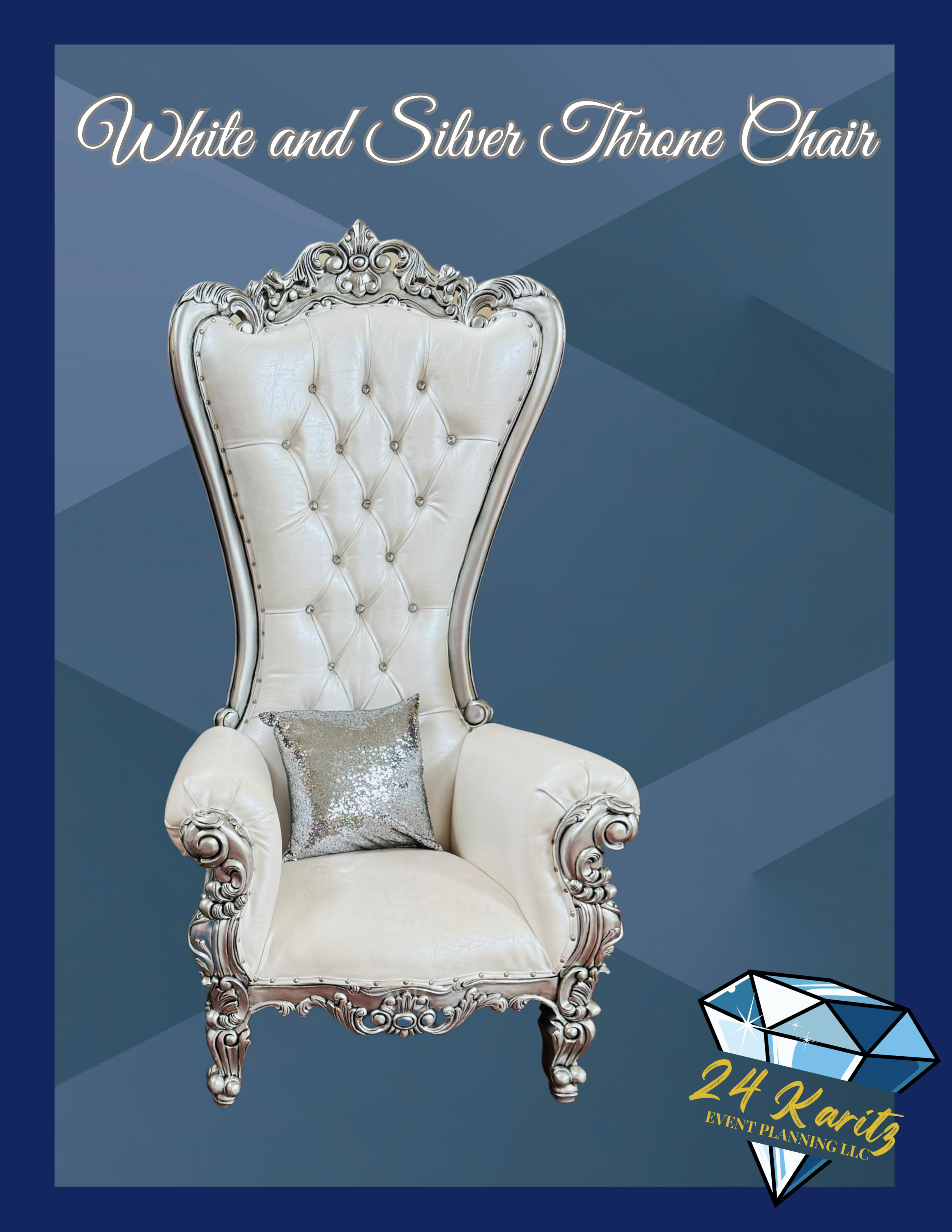 White and silver throne chair $175
2 Available