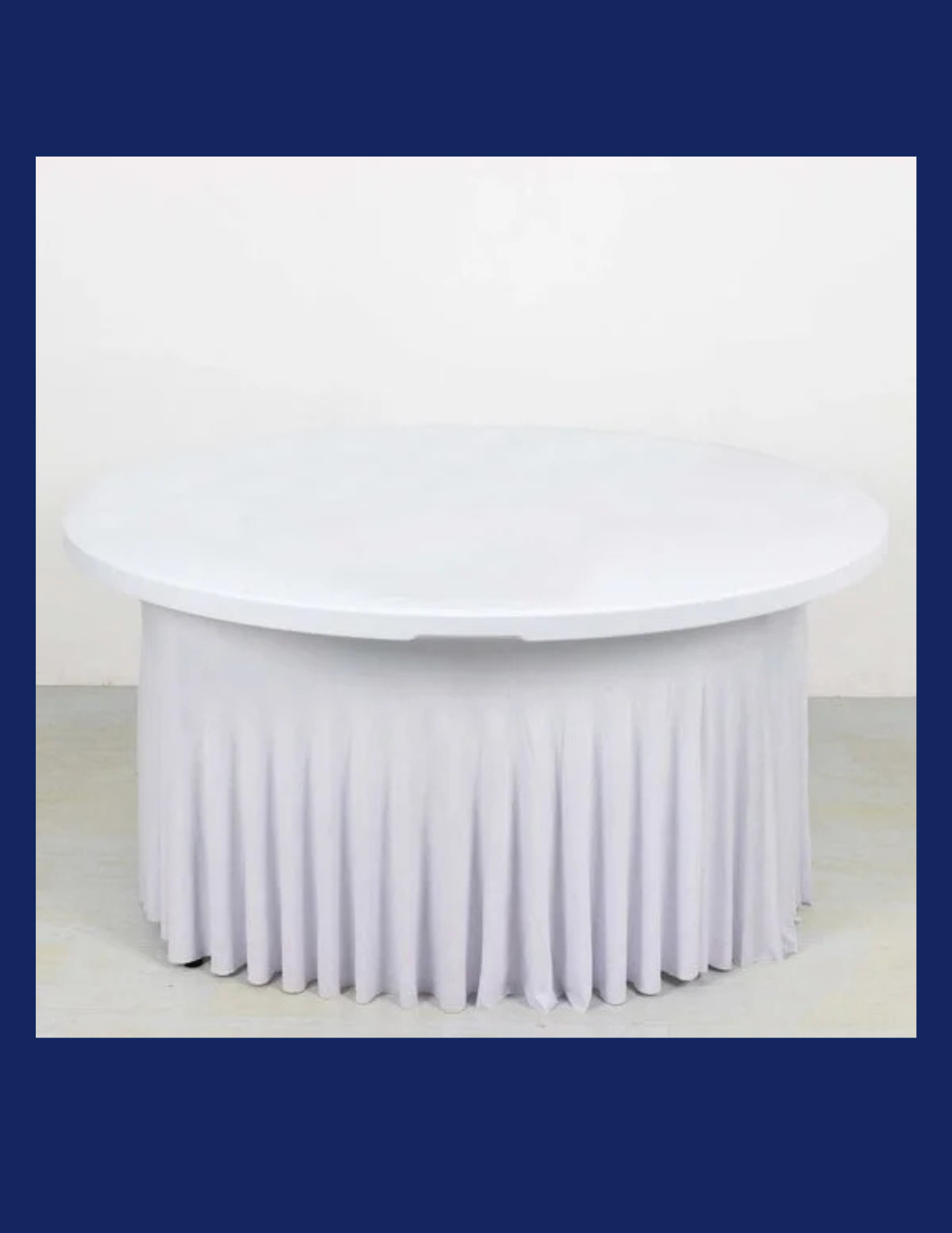 White Round Wavy Spandex Tablecloth