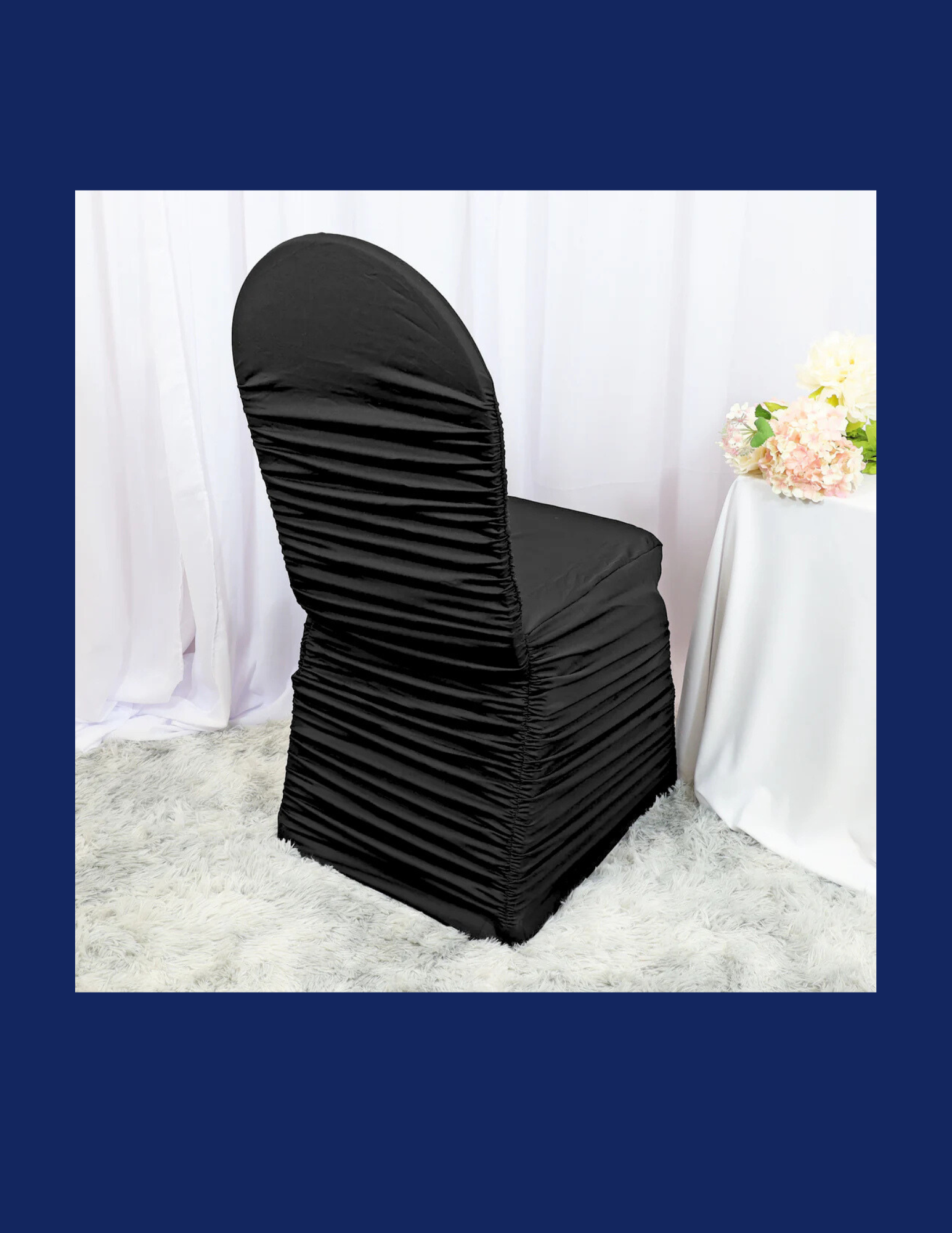 Black Ruched Spandex Chair Cover