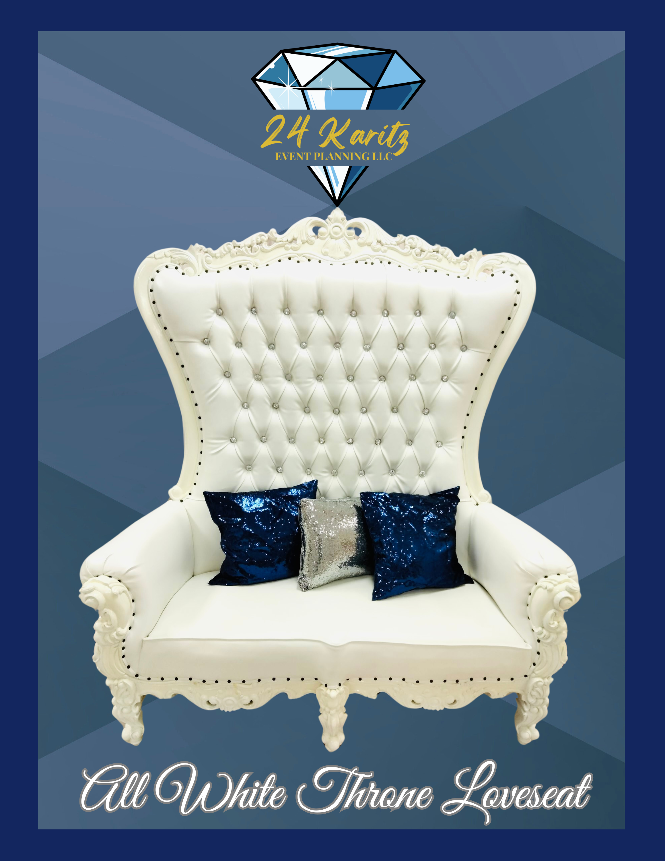 All white throne loveseat $275
1 Available