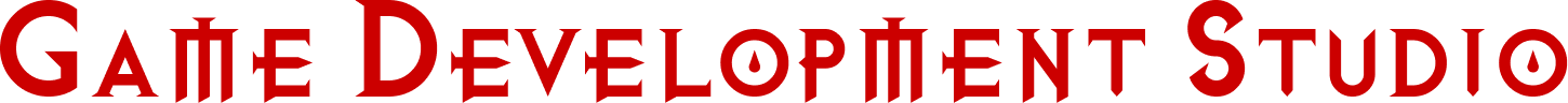 The text Game Development Studio in red text on a black background.