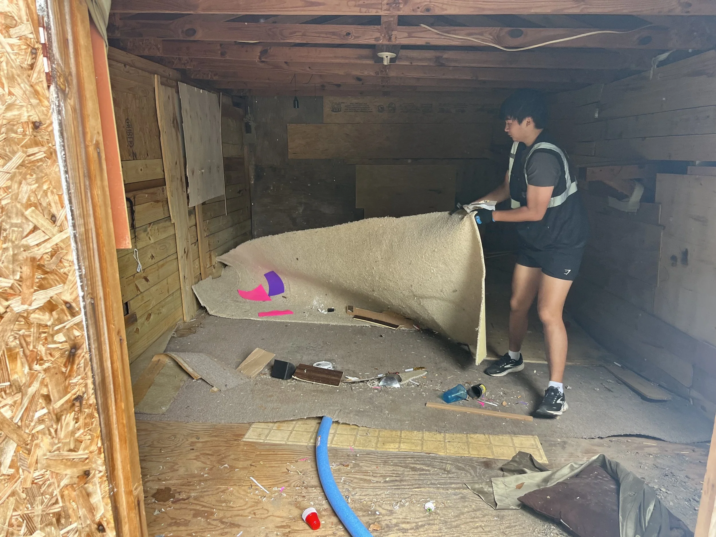 Carpet removal by Great Exchange team member