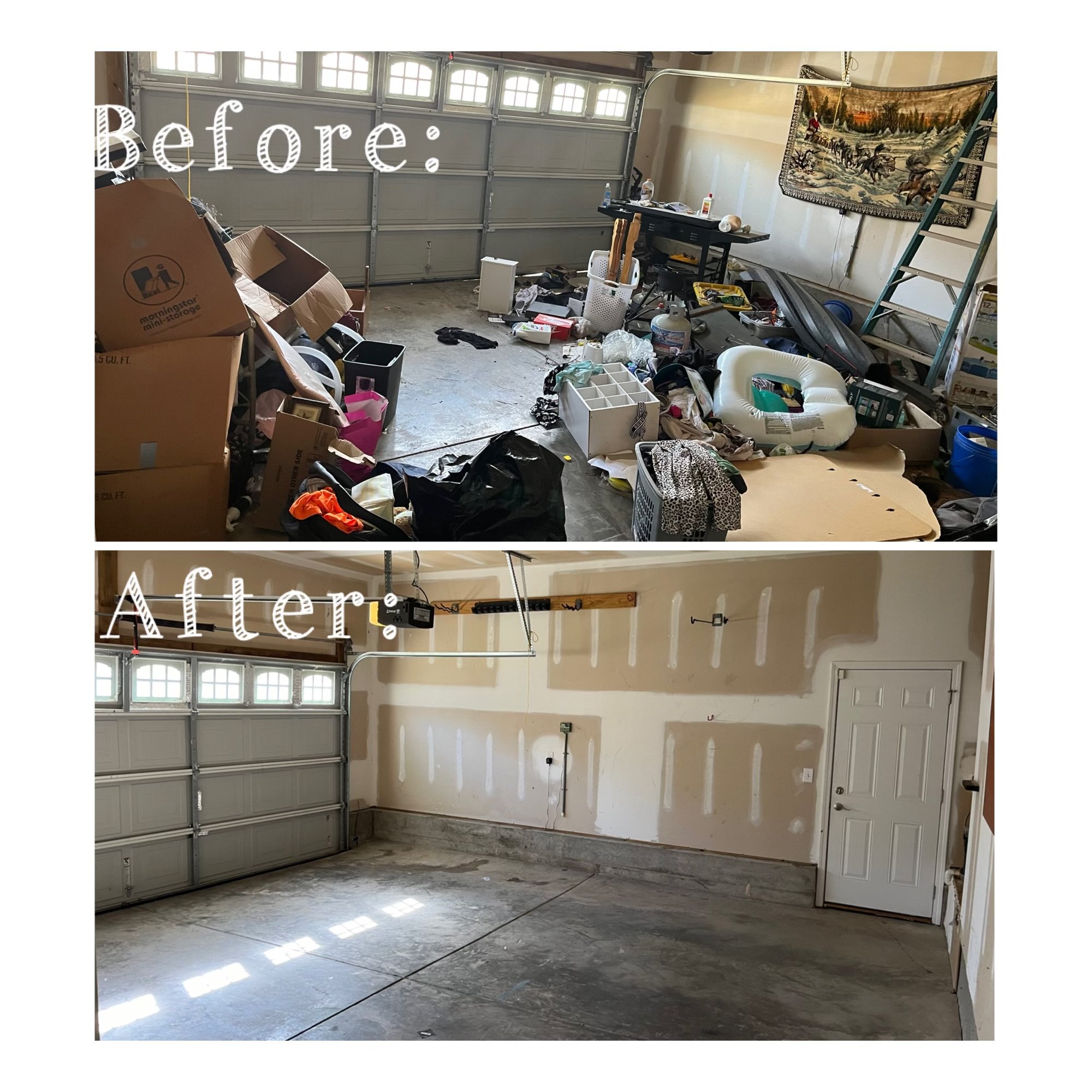 garage cleanout before and after
