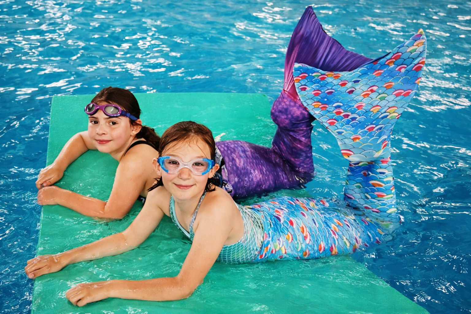Mermaid swimming lessons in Dorset for children learning to swim with tails