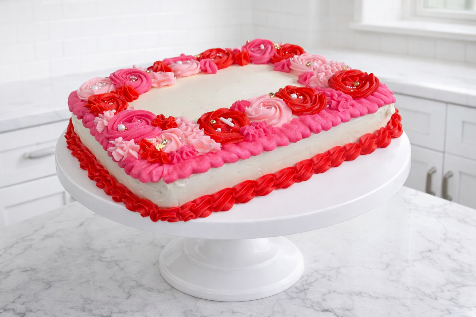 Valentine's Themed Quarter Sheet Cake