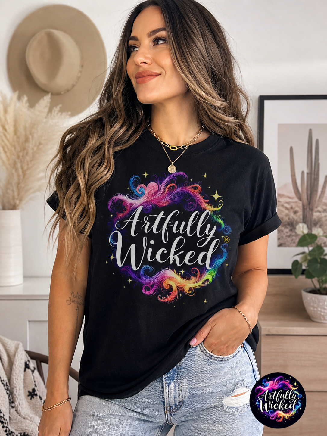 Artfully Wicked Branded T-Shirt — Black Cotton Tee