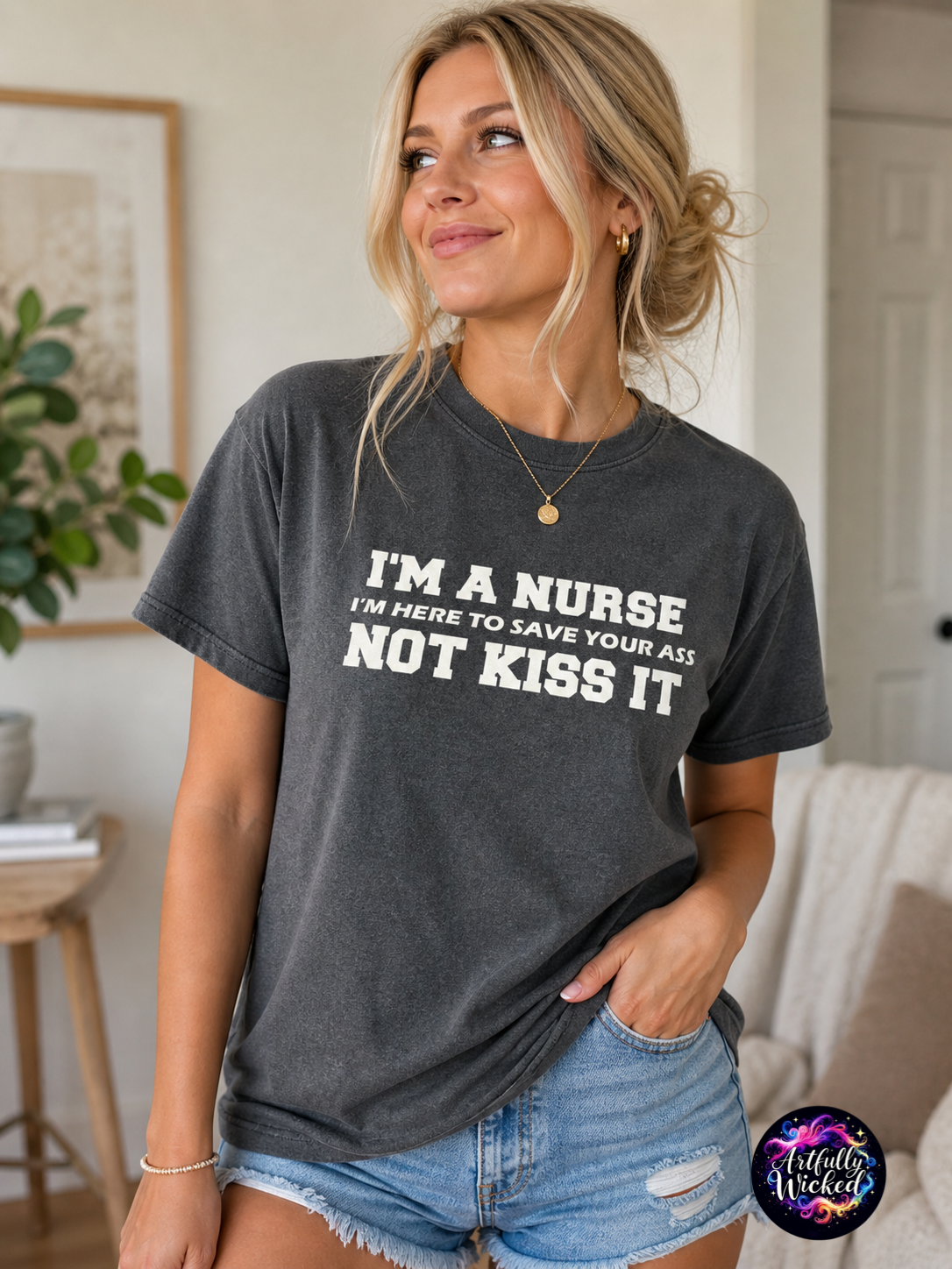 “I’m a Nurse” Custom Graphic T-Shirt — Gray Cotton Tee