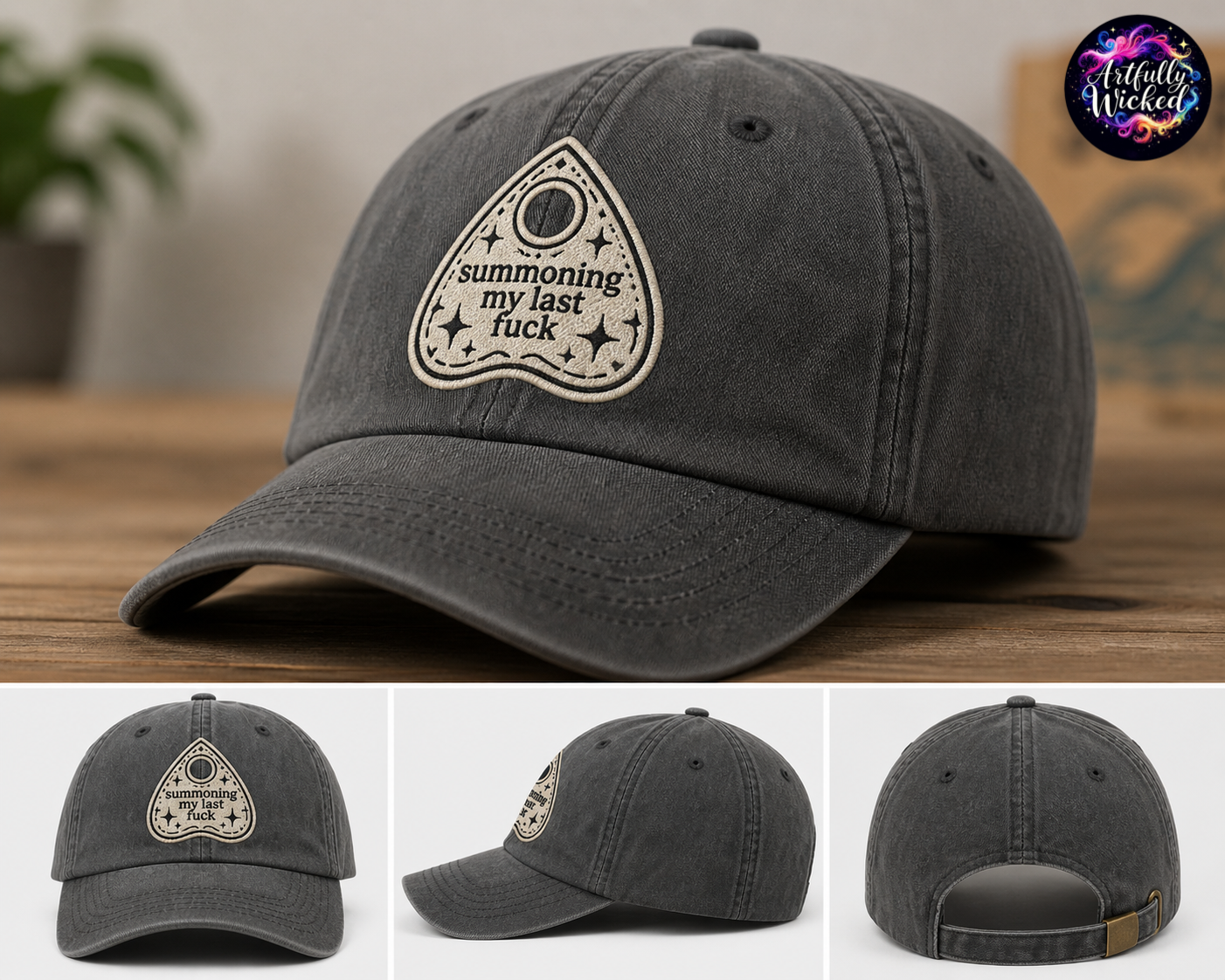 “Summoning My Last Fuck” Adjustable Gray Hat