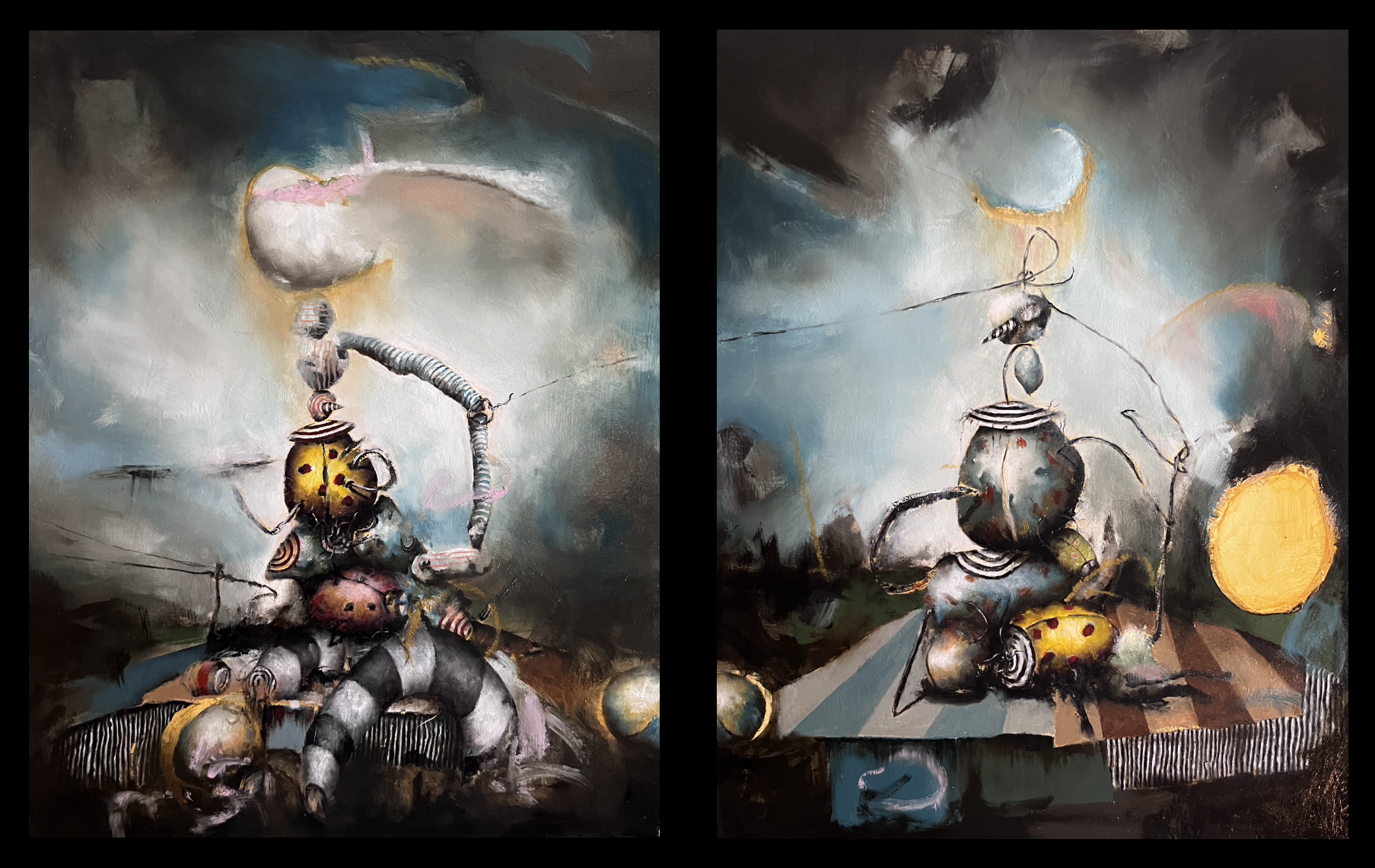 Roadside. oil on panel 14" x 22" (diptych)