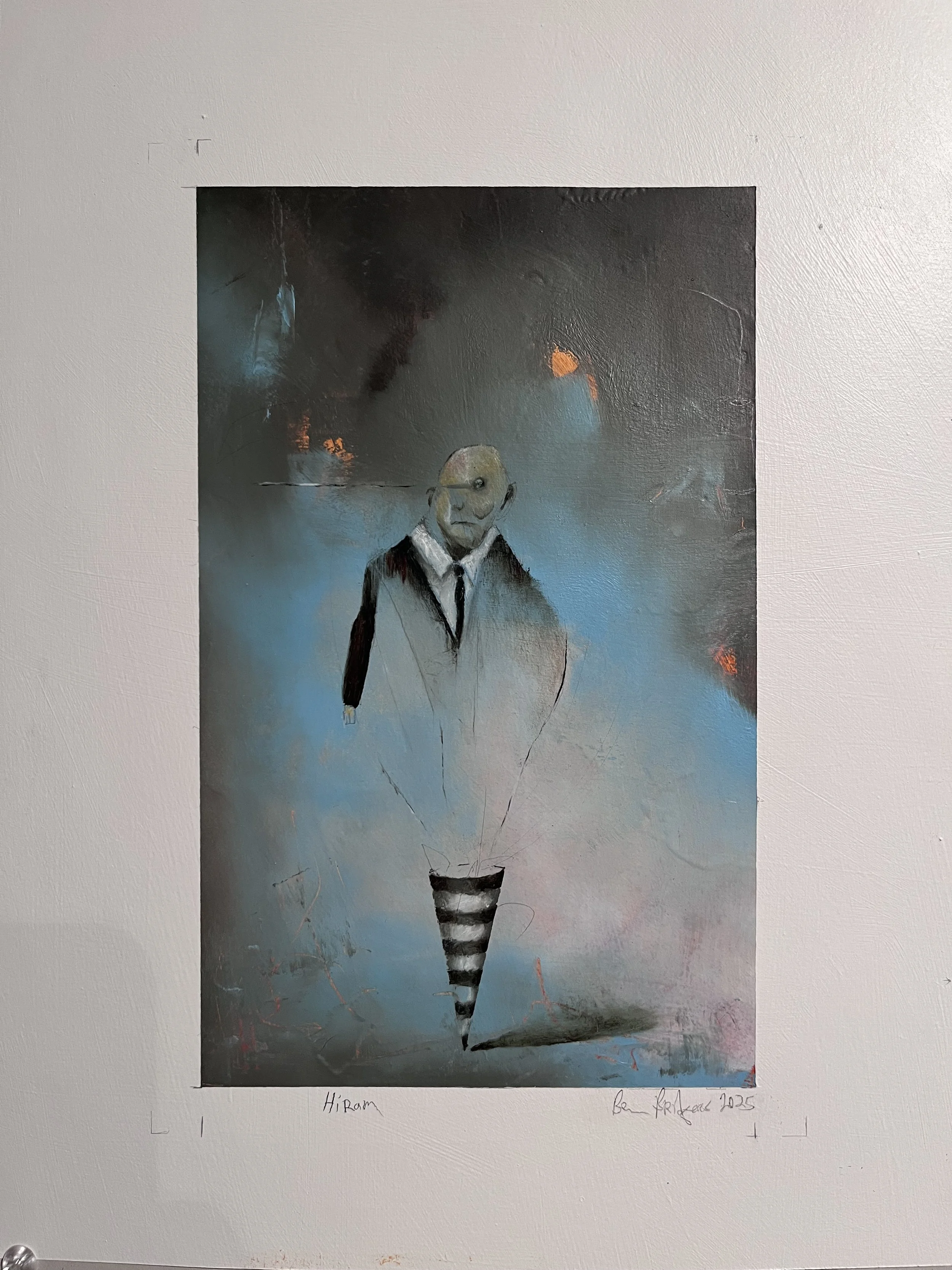 Hiram! oil on gessoed paper 12" x 15"