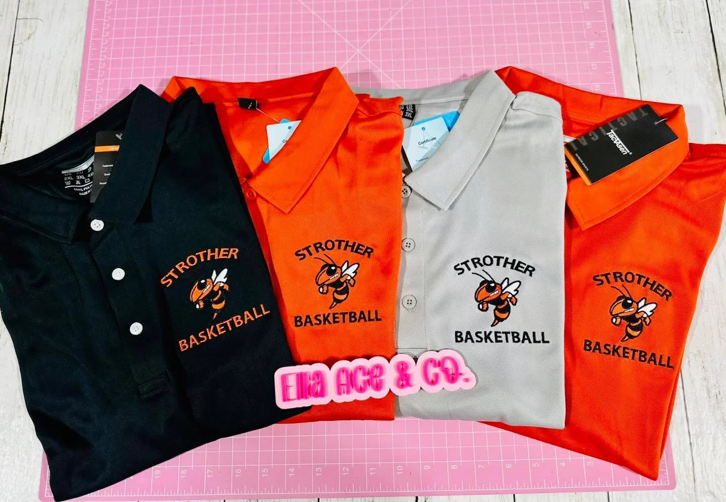 Basketball season is almost over, then we will be moving on to golf, softball, baseball and track&hellip;.let me know what kind of shirts you want to see!! 

Loving how these polos turned out for Strother Basketball 🏀