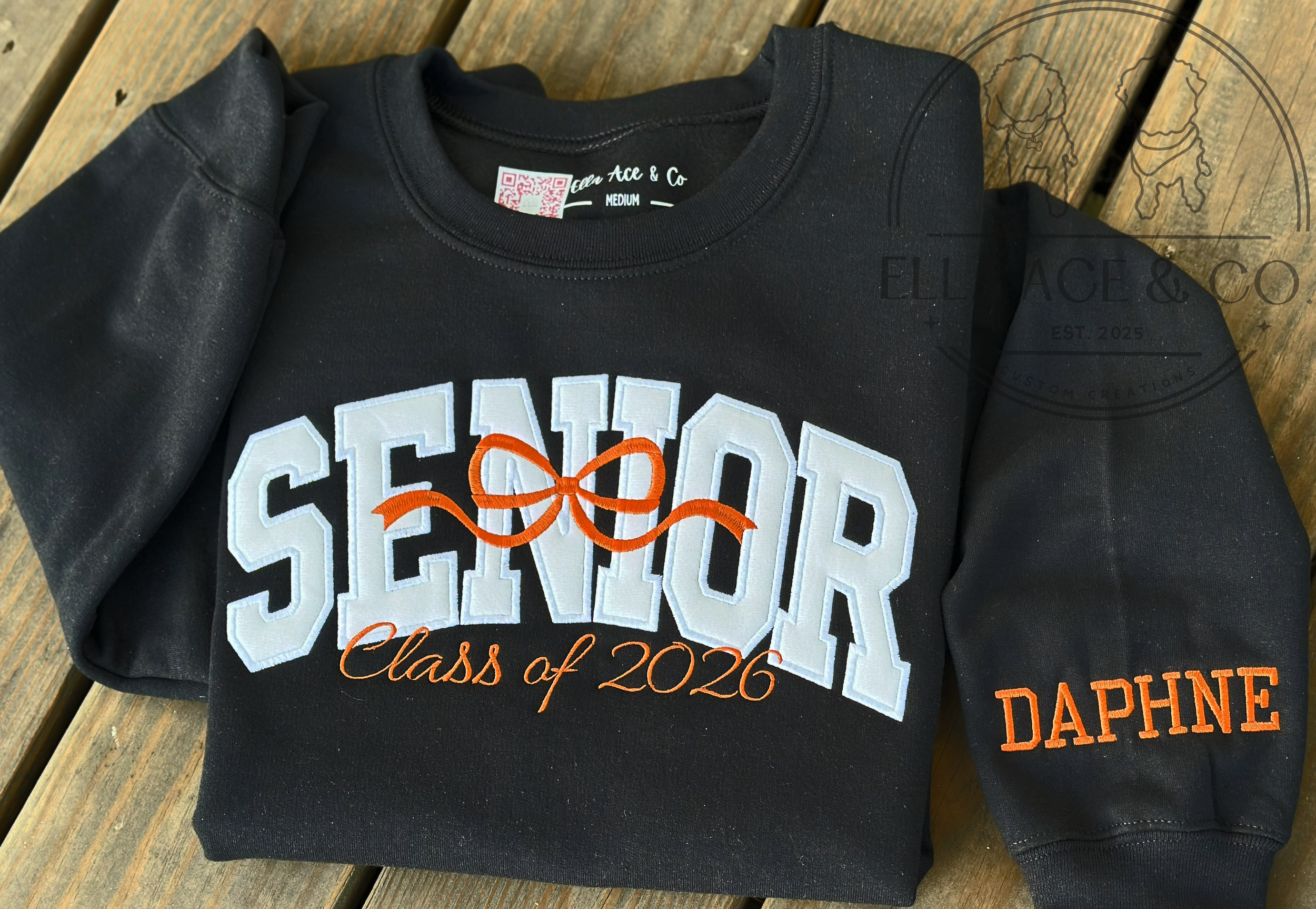 Personalized Senior Sweatshirt | Custom Name Sleeve | Senior Mom Gift | Class of 2026 Embroidered Crewneck