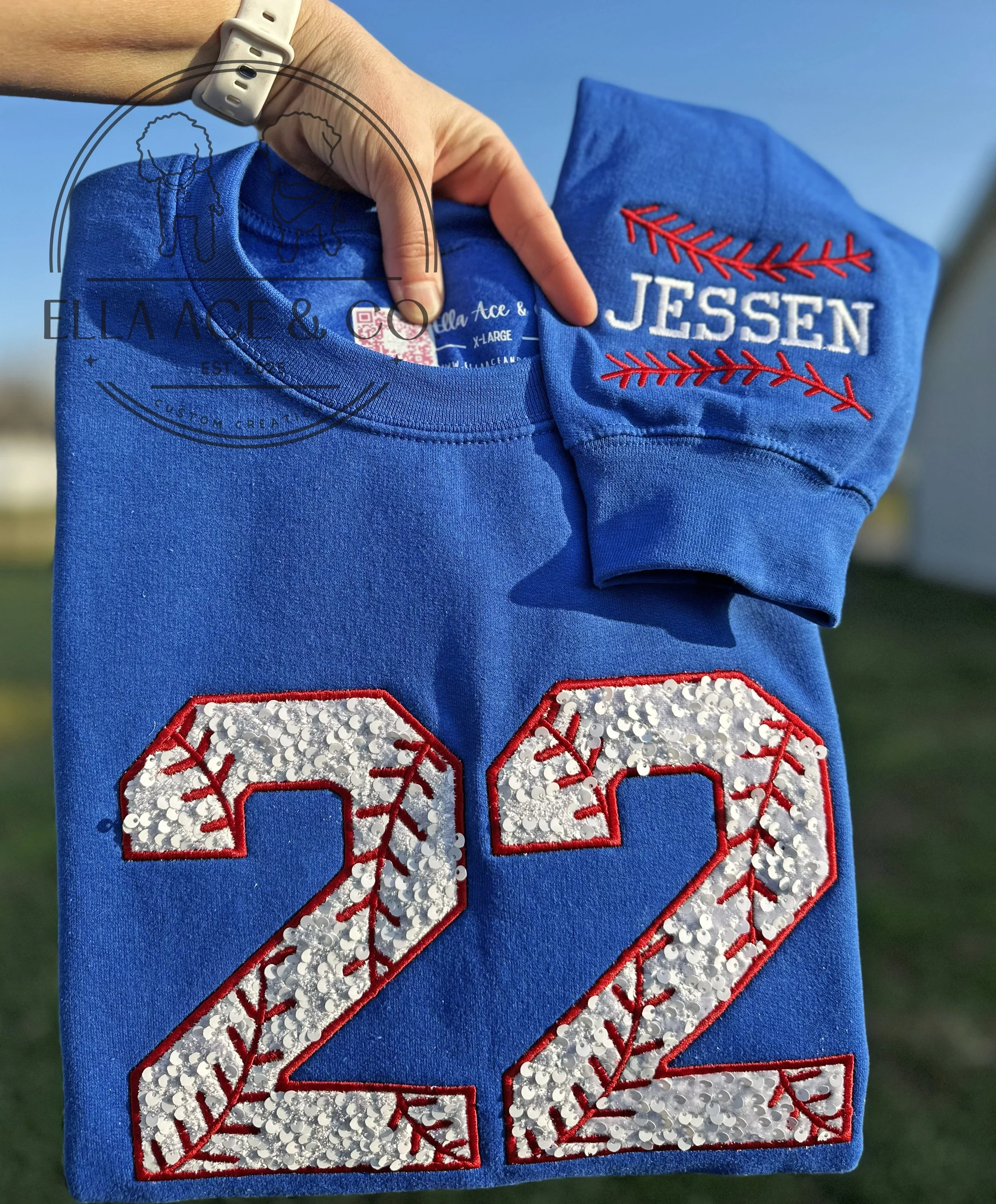 Custom Baseball Mom Sweatshirt, Sequin Applique, Team Spirit Crewneck, Personalized Player Number Shirt (Copy)