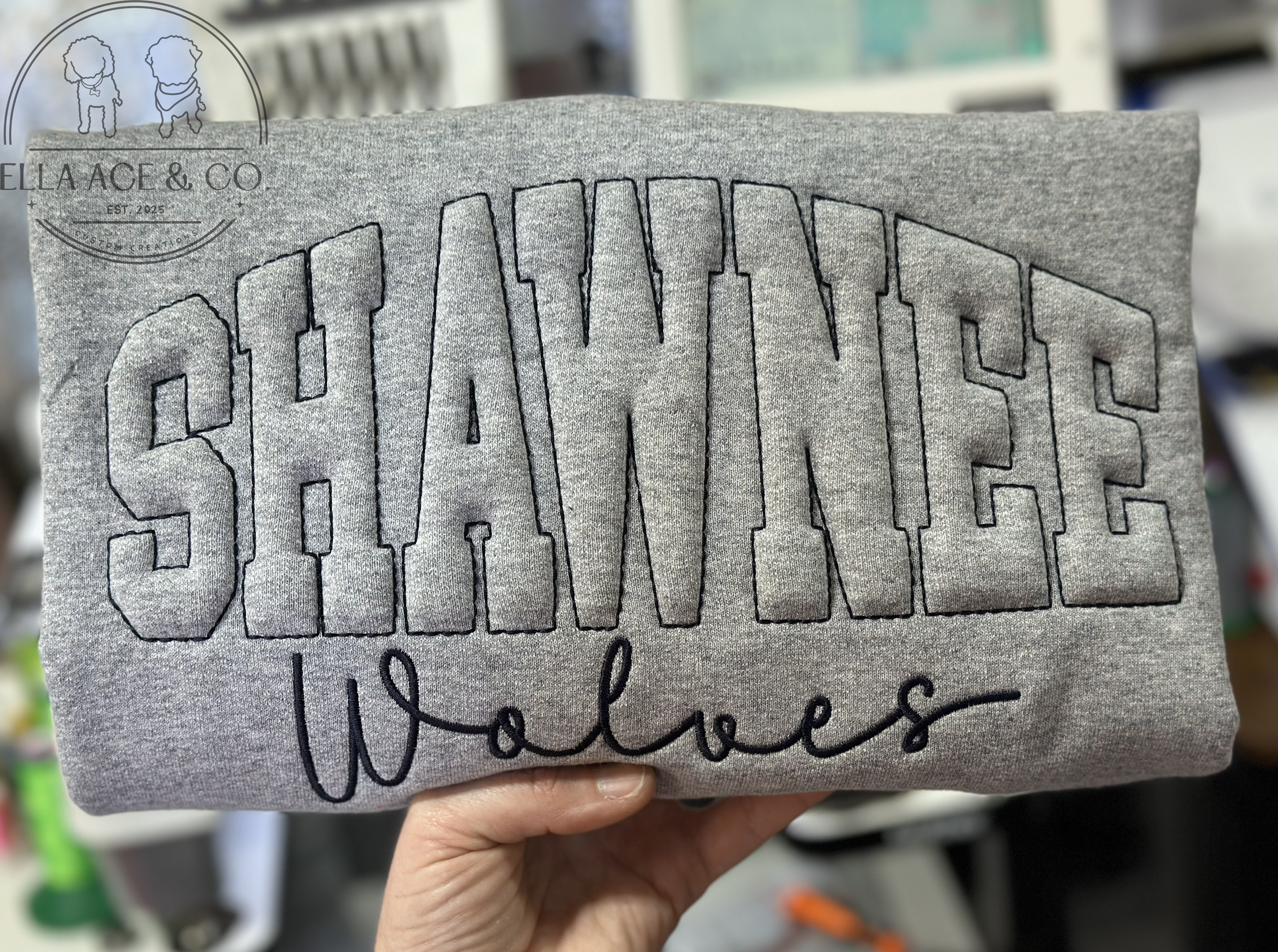 Custom School Mascot Sweatshirt | Embossed Embroidery Crewneck | Personalized Spirit Wear | Game Day Shirt