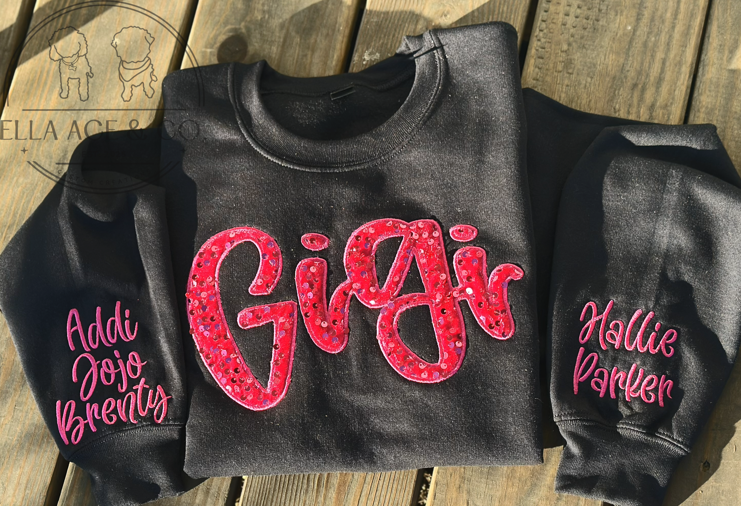 Gigi Sequin Sweatshirt | Custom Grandma Sweatshirt | Personalized Crewneck | Optional Name Sleeves