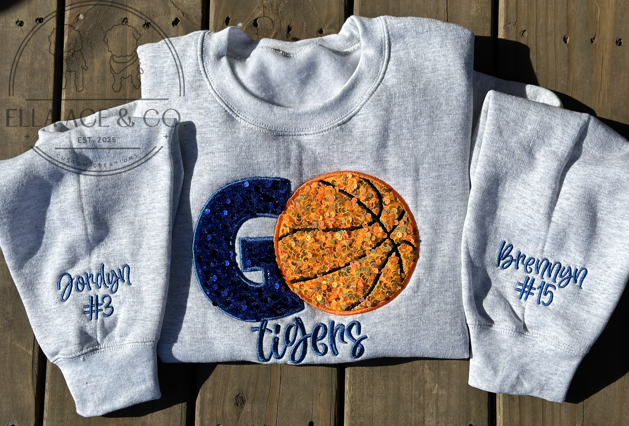 Sequin Sweatshirt, Custom Embroidery, Personalized Crewneck