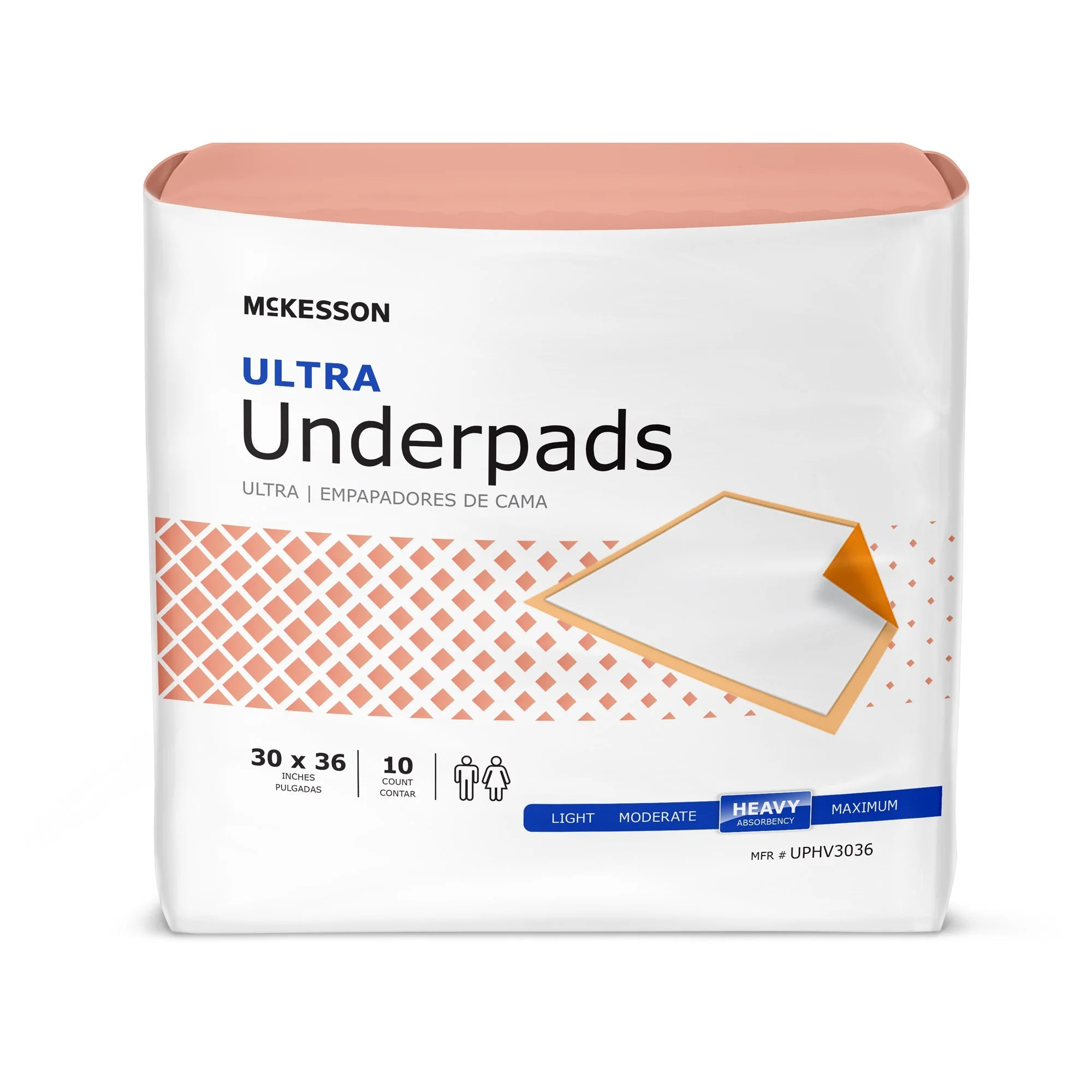 Disposable Underpad McKesson Ultra 30 X 36 Inch Fluff / Polymer Heavy Absorbency
