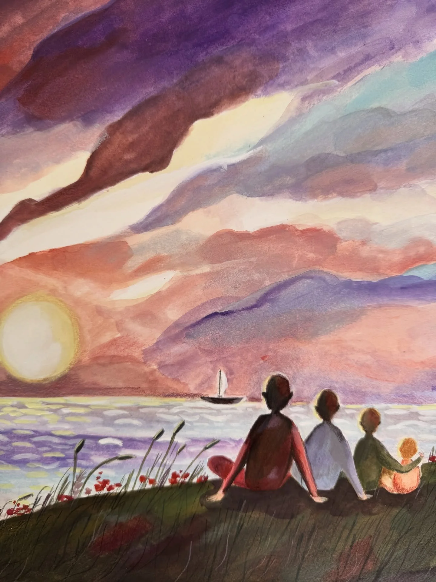 Some sunsets are meant to be shared&mdash;even on canvas. For someone truly special. 

#mixedmedia #mixedmediapainting #artistsoninstagram #illustration #illustagram #sunsetpainting #brotherhood #sharingiscaring