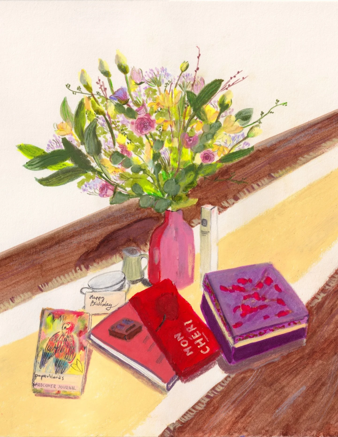 A small painted world, made of colors that remind me of you&mdash; warm, kind, quietly strong. Like the way you&rsquo;ve always held space for me, even when I didn&rsquo;t know how to ask.

Happy birthday, my dear sister @viktoriaszente 
#mixedmediaa