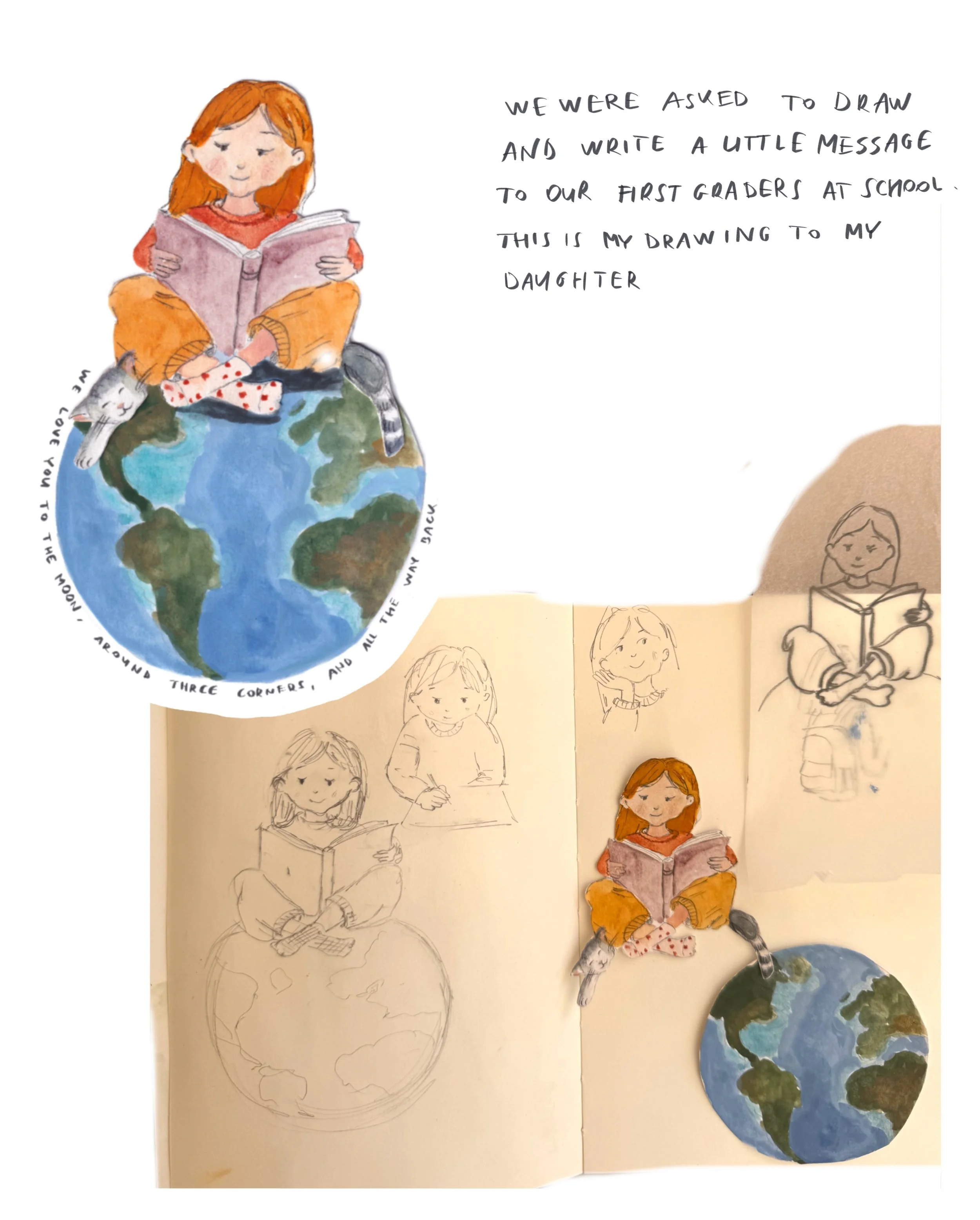 The message I wrote her is private :) The drawing I share :) What do you think? The world is hers to discover... 💙 
#illustration #illustrationsofinstagram #kidlitartpostcard #kidlitillustration
