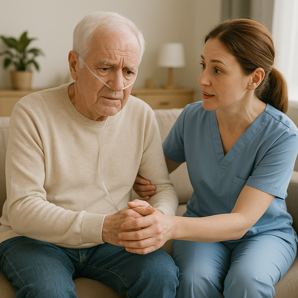 Caregiver assisting a senior with ongoing daily needs at home