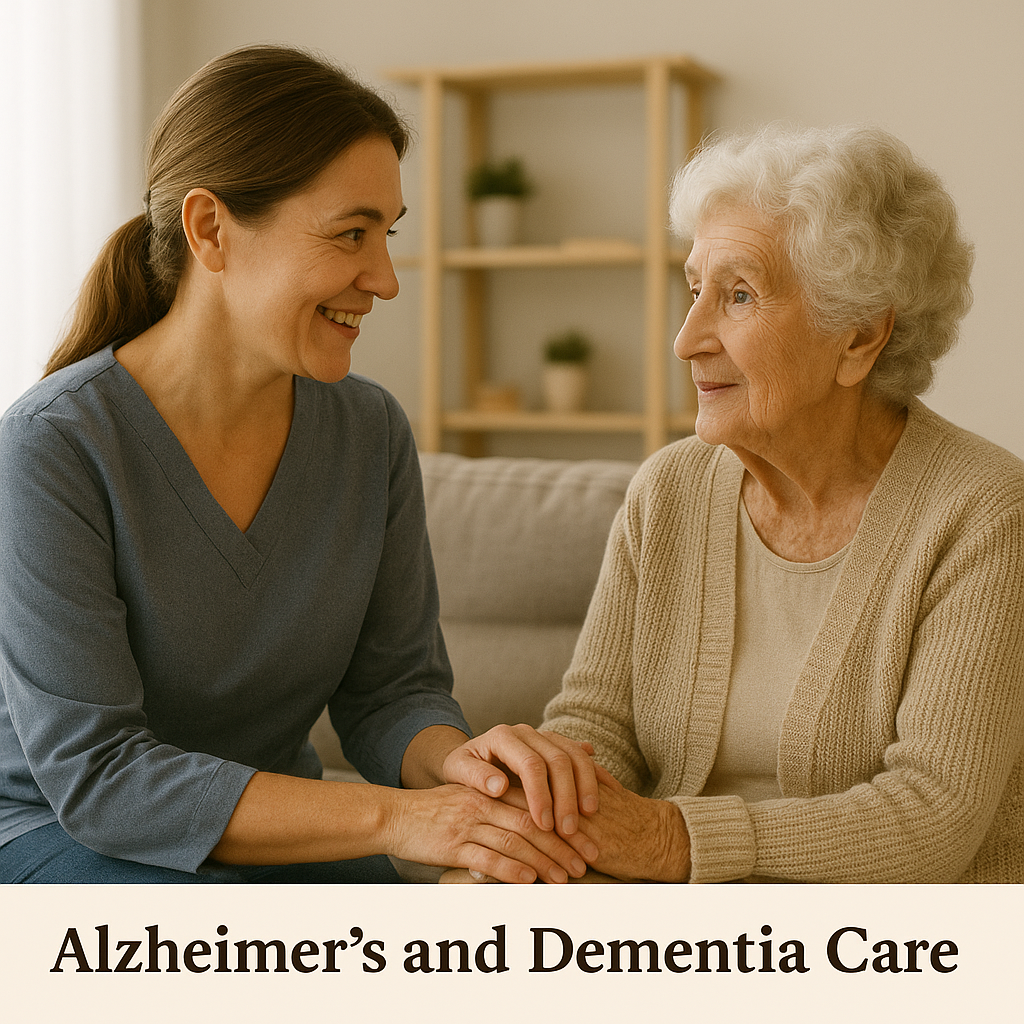 Caregiver speaking warmly with an older woman living with memory loss