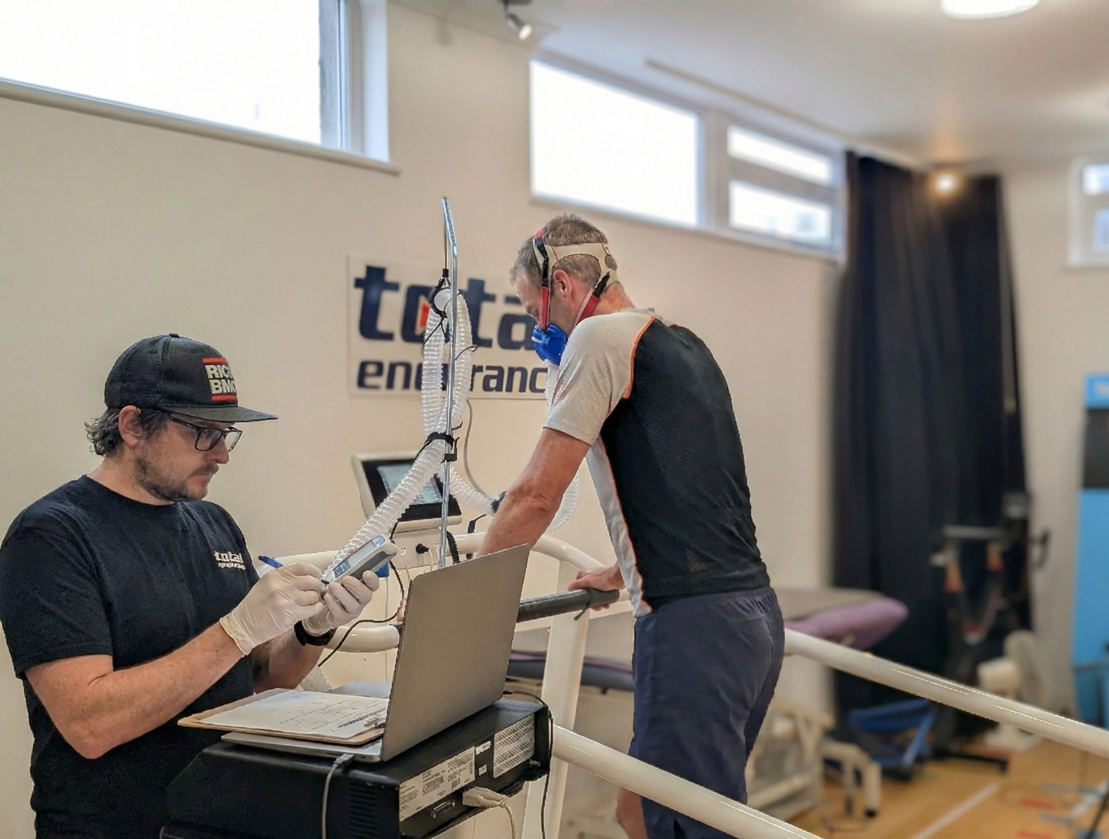 Athlete on treadmill during lactate test